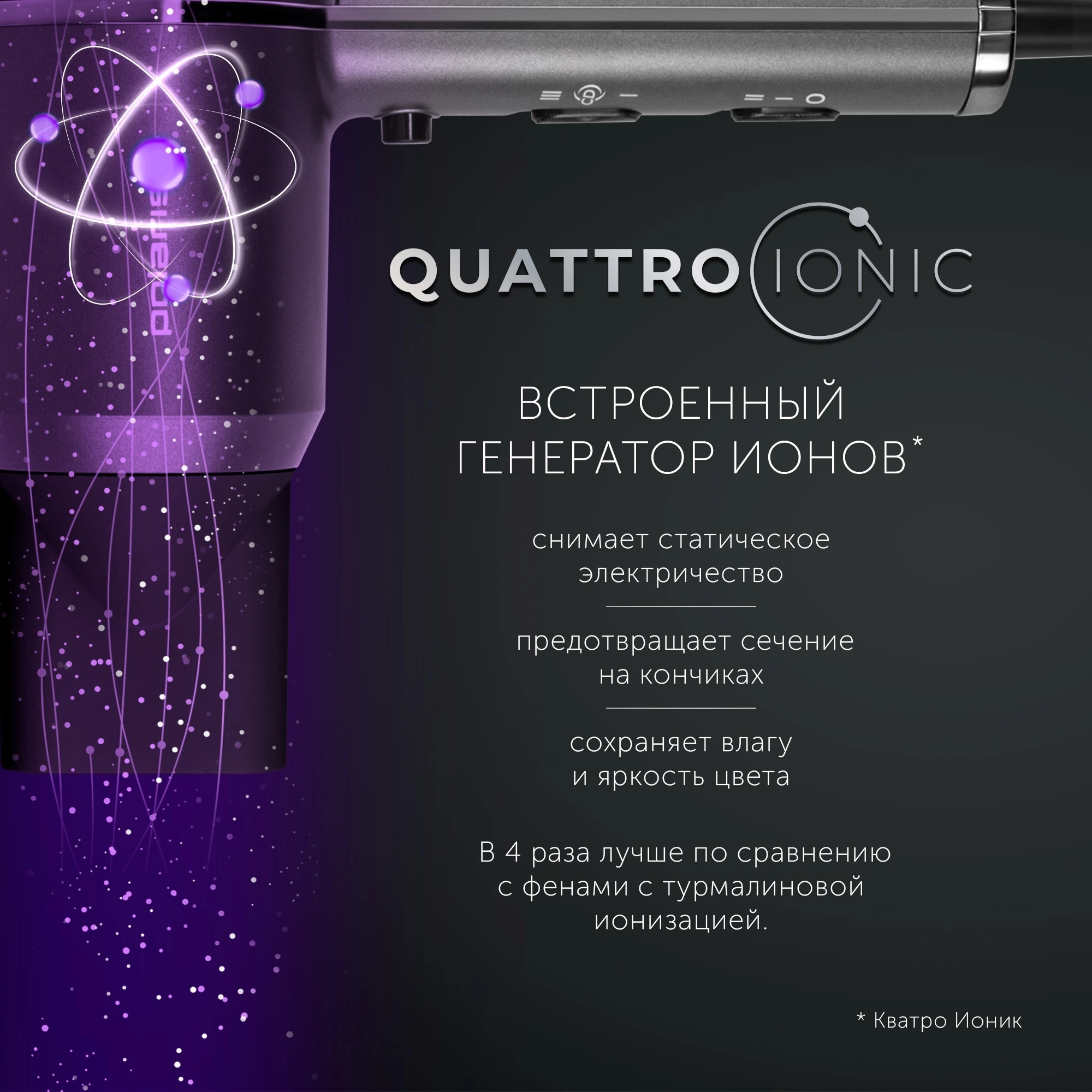Фен Polaris PHD 2044Ti 1900Вт черный — миниатюра 3