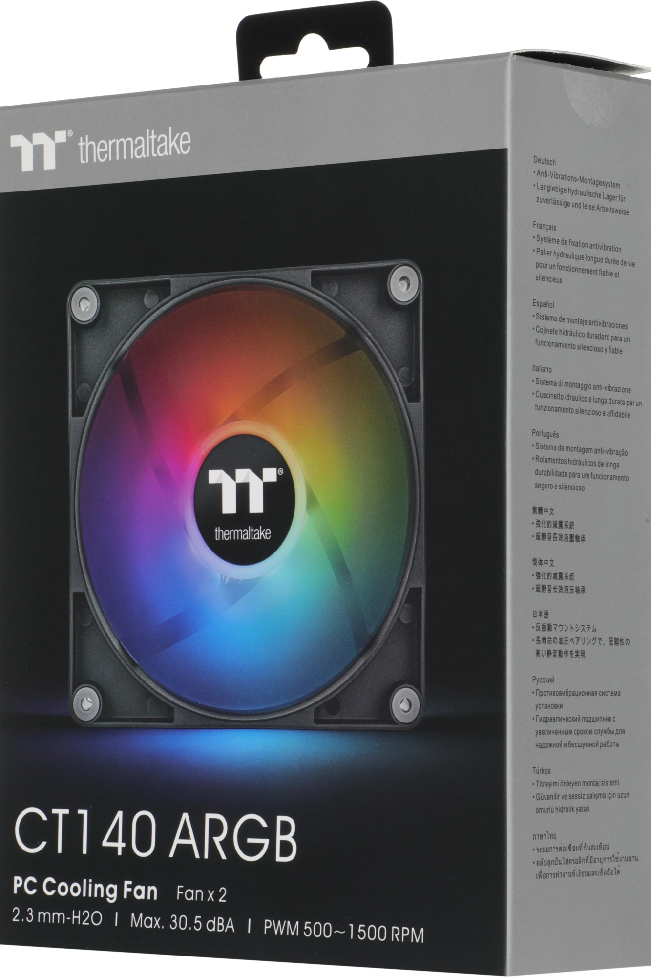 Вентилятор для корпуса Thermaltake CT140 ARGB 140х140x25 черный 4-pin 30.5дБ (упак.:2шт) (CL-F150-PL14SW-A) Ret — миниатюра 4