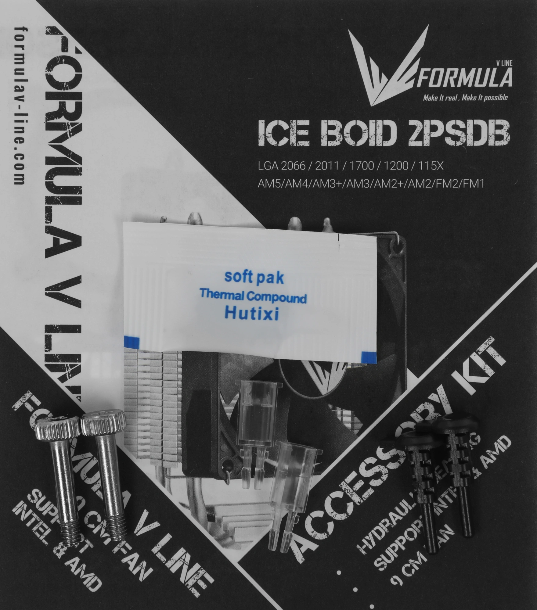 Устройство охлаждения(кулер) Formula Ice Boid 2PSDB Soc-AM5/AM4/1200/1700/1851 серебристый/черный 4-pin 17-34dB Al+Cu 100W Ret — миниатюра 7
