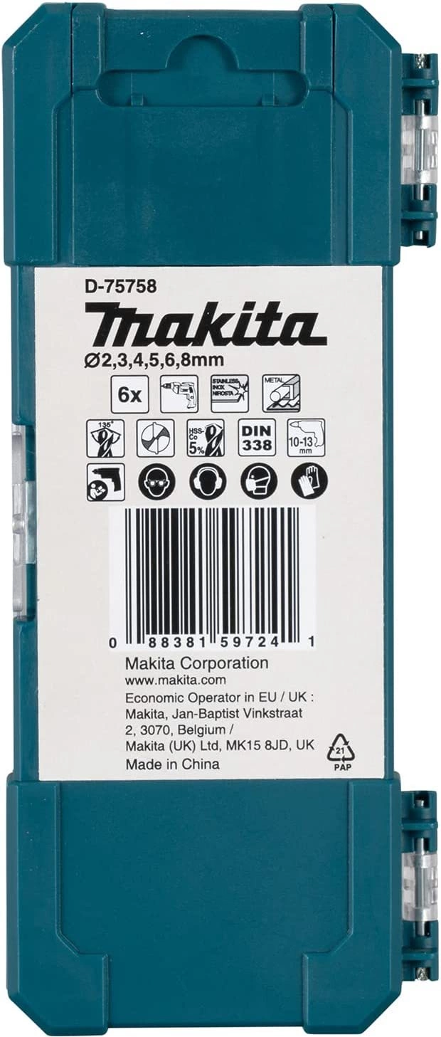 Набор сверл Makita HSS-Co (D-75758) по металлу (6пред.) для шуруповертов/дрелей — миниатюра 3