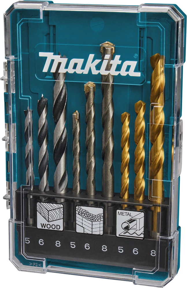 Набор сверл Makita D-71962 по дер/мет/бет (9пред.) для шуруповертов/дрелей — миниатюра 2