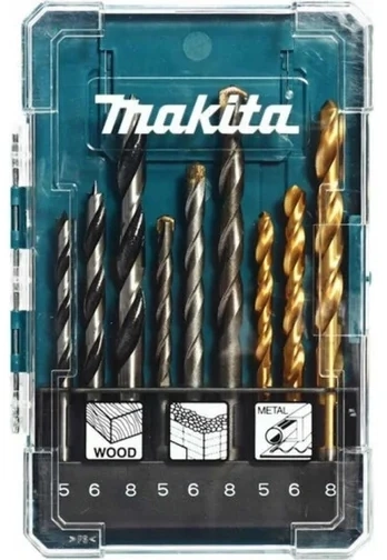 Набор сверл Makita D-71962 по дер/мет/бет (9пред.) для шуруповертов/дрелей — миниатюра 4