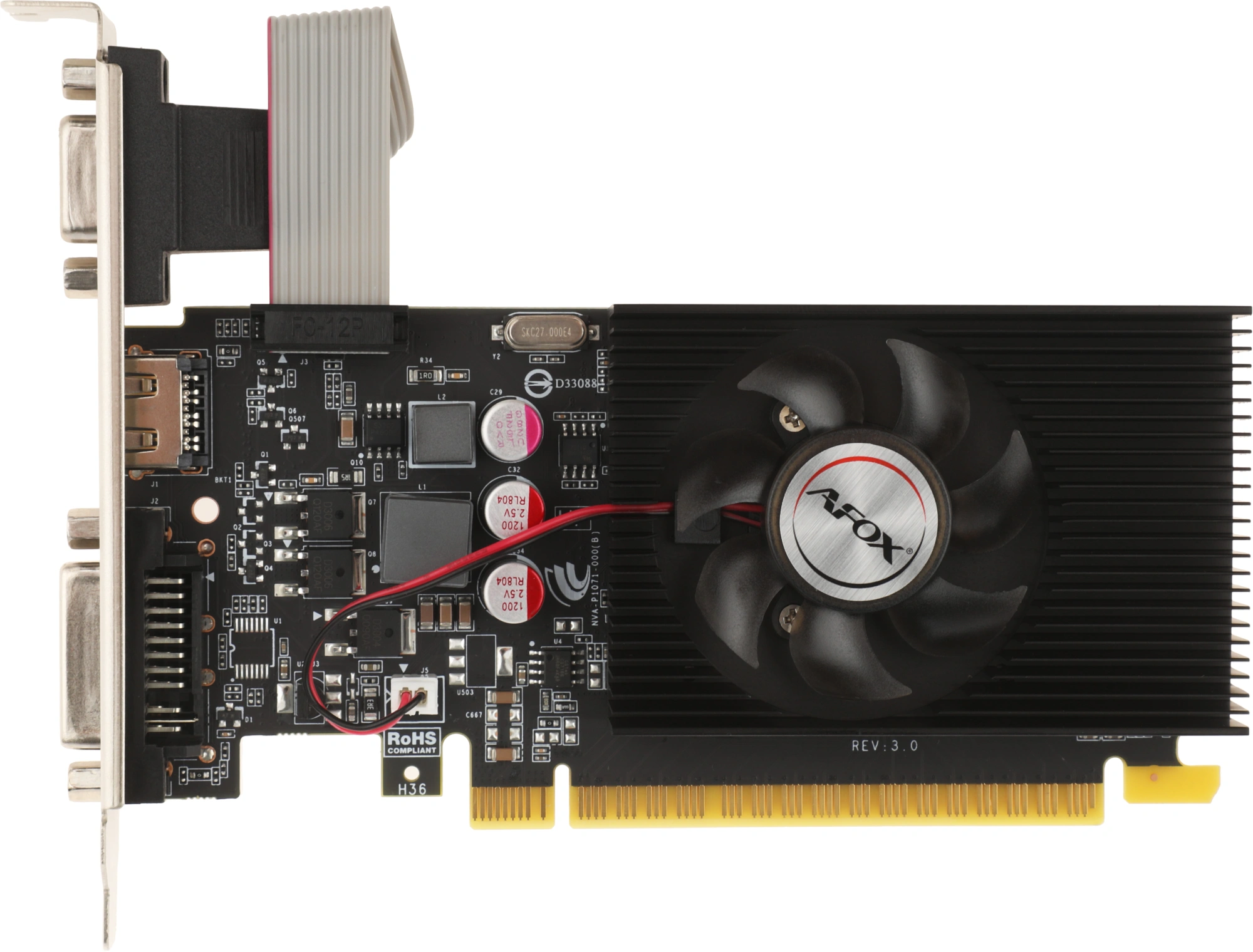 Видеокарта Afox PCI-E 2.0 AF240-1024D3L2-V2 NVIDIA GeForce GT 240 1Gb 128bit DDR3 550/1334 DVIx1 HDMIx1 CRTx1 HDCP Ret low profile — фото 1