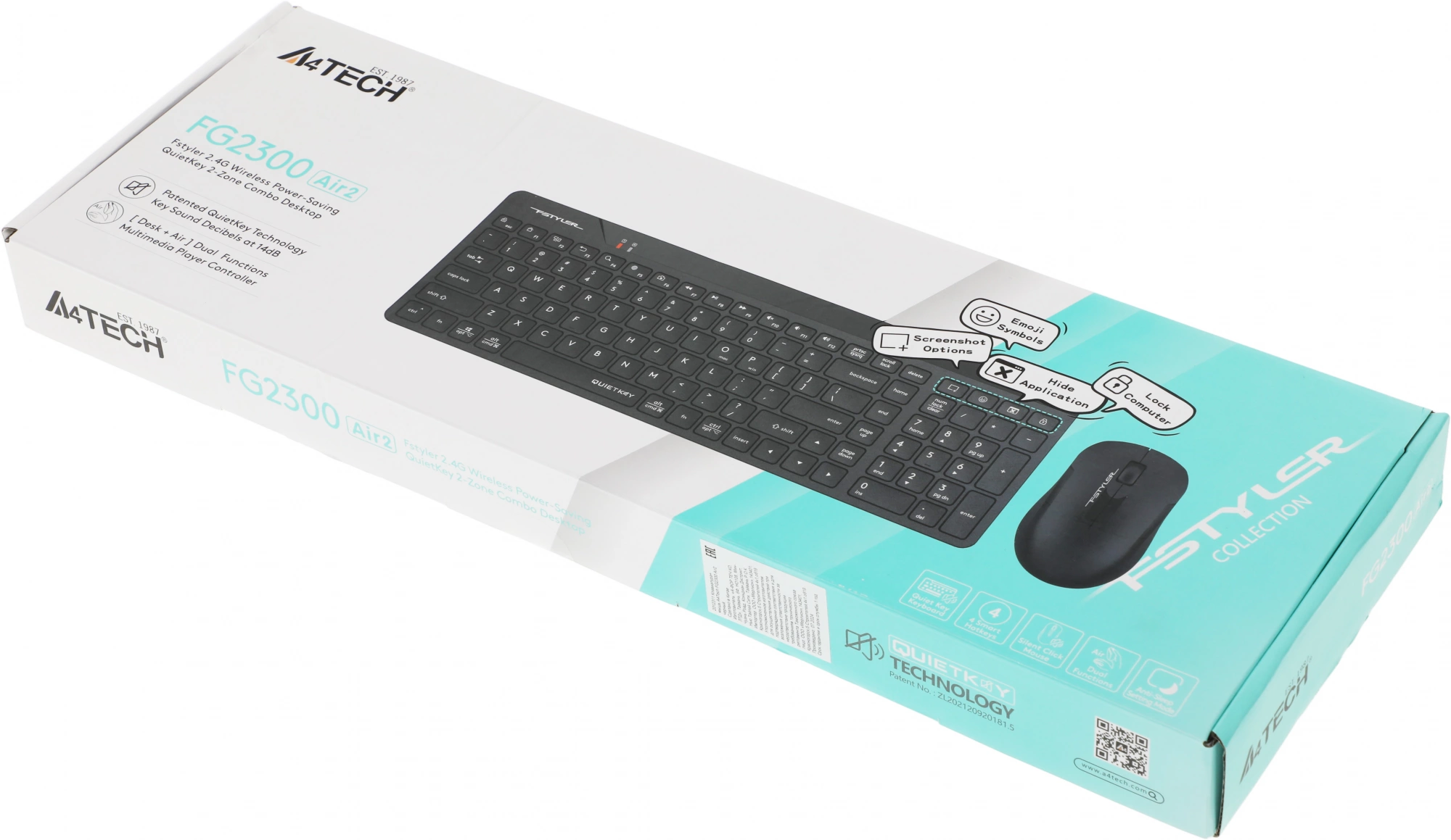 Клавиатура + мышь A4Tech Fstyler FG2300 Air2 клав:черный мышь:черный USB беспроводная slim (FG2300 AIR2 BLACK) — миниатюра 7
