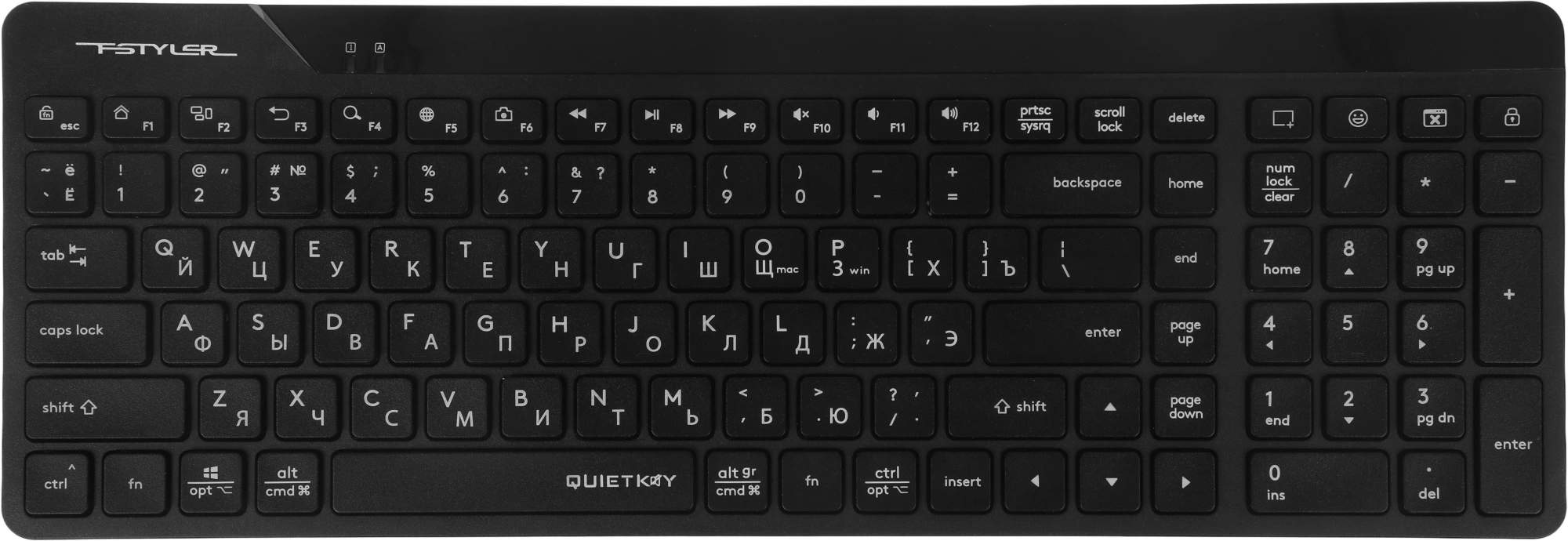 Клавиатура + мышь A4Tech Fstyler FG2300 Air2 клав:черный мышь:черный USB беспроводная slim (FG2300 AIR2 BLACK) — миниатюра 13