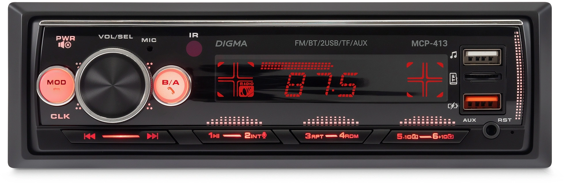 Автомагнитола Digma MCP-413 1DIN 4x45Вт v5.0 USB 2.0 AUX 4 ПДУ — миниатюра 4