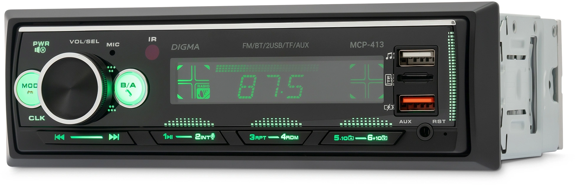Автомагнитола Digma MCP-413 1DIN 4x45Вт v5.0 USB 2.0 AUX 4 ПДУ — миниатюра 5