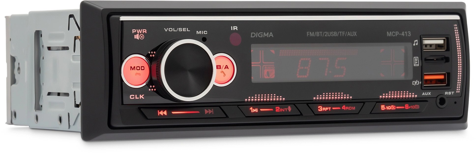 Автомагнитола Digma MCP-413 1DIN 4x45Вт v5.0 USB 2.0 AUX 4 ПДУ — миниатюра 6