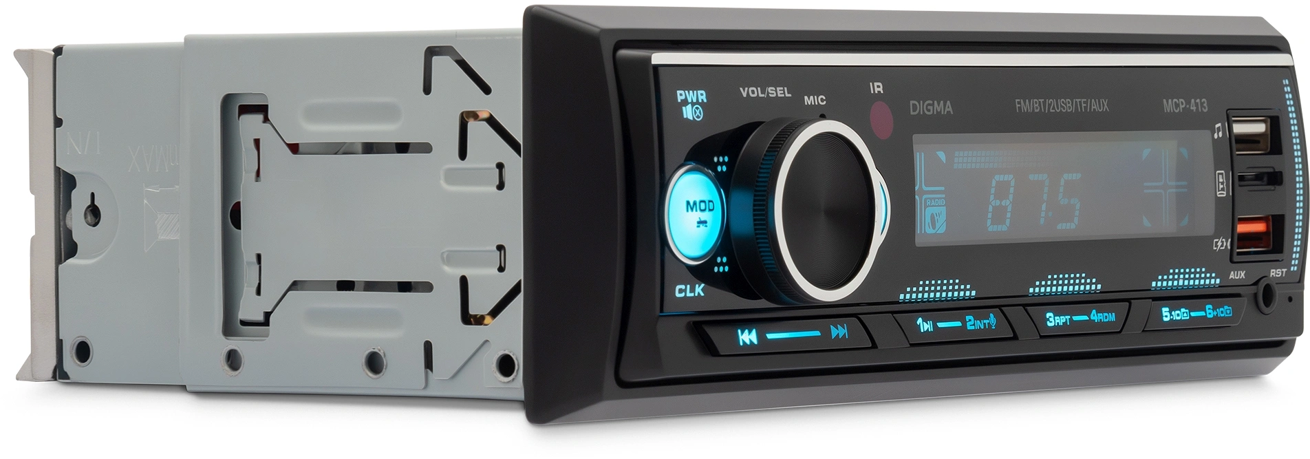 Автомагнитола Digma MCP-413 1DIN 4x45Вт v5.0 USB 2.0 AUX 4 ПДУ — миниатюра 13