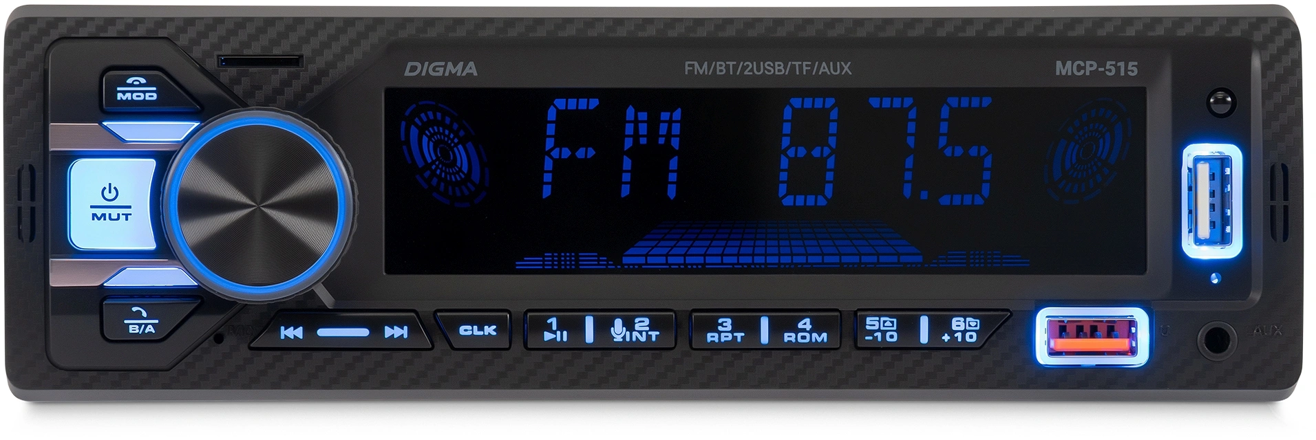 Автомагнитола Digma MCP-515 1DIN 4x45Вт v5.0 USB 2.0 AUX 4 ПДУ — миниатюра 2