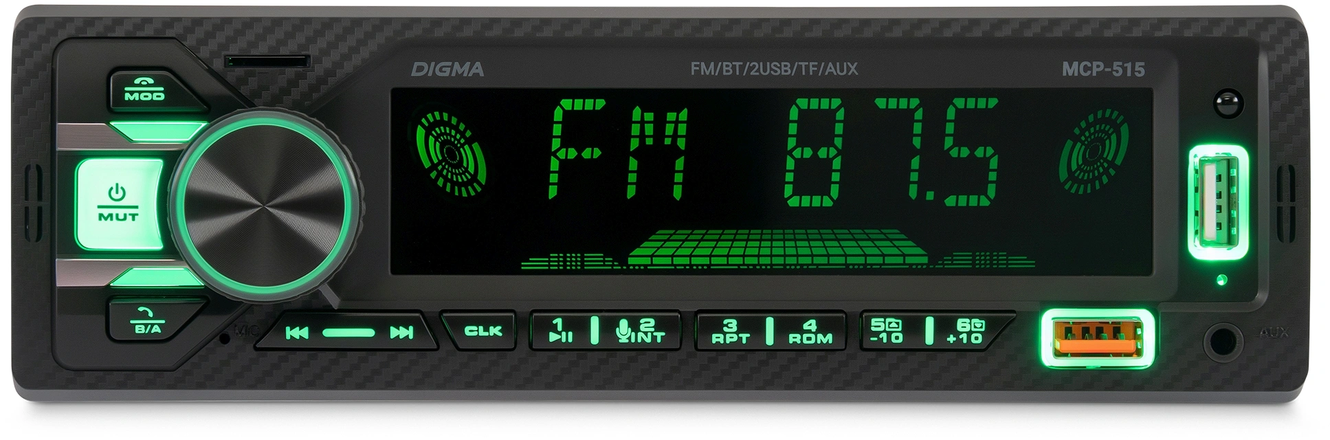 Автомагнитола Digma MCP-515 1DIN 4x45Вт v5.0 USB 2.0 AUX 4 ПДУ — миниатюра 4