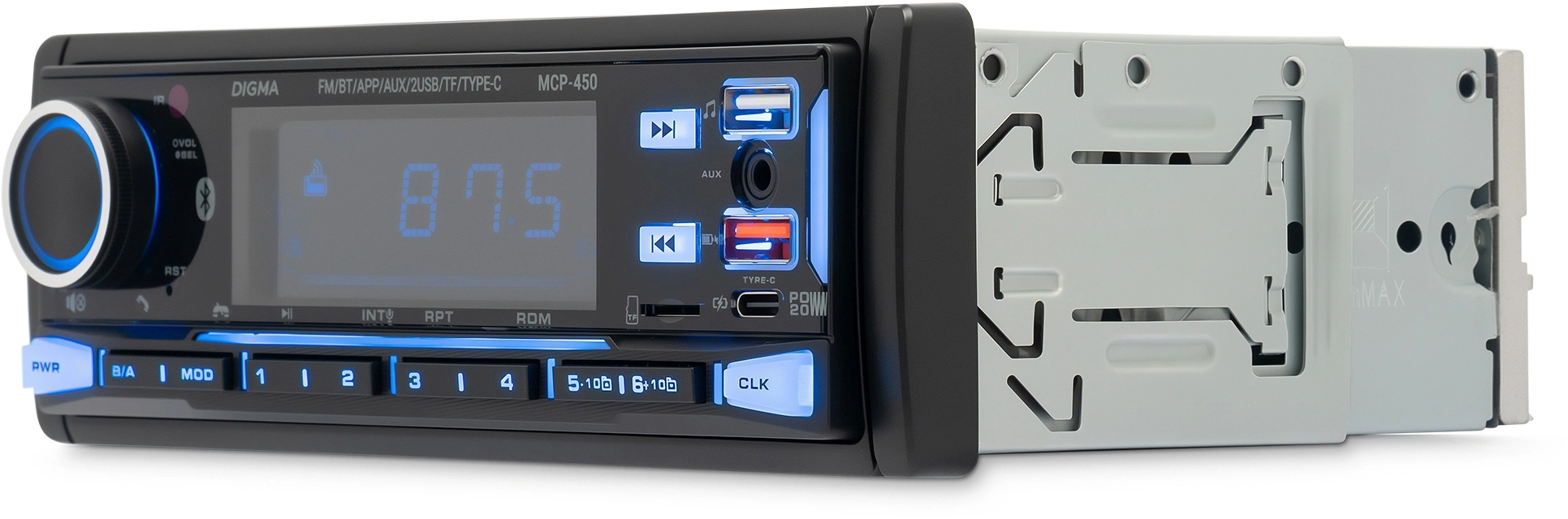 Автомагнитола Digma MCP-450 1DIN 4x45Вт v5.0 USB 2.0 AUX 4 ПДУ — миниатюра 12