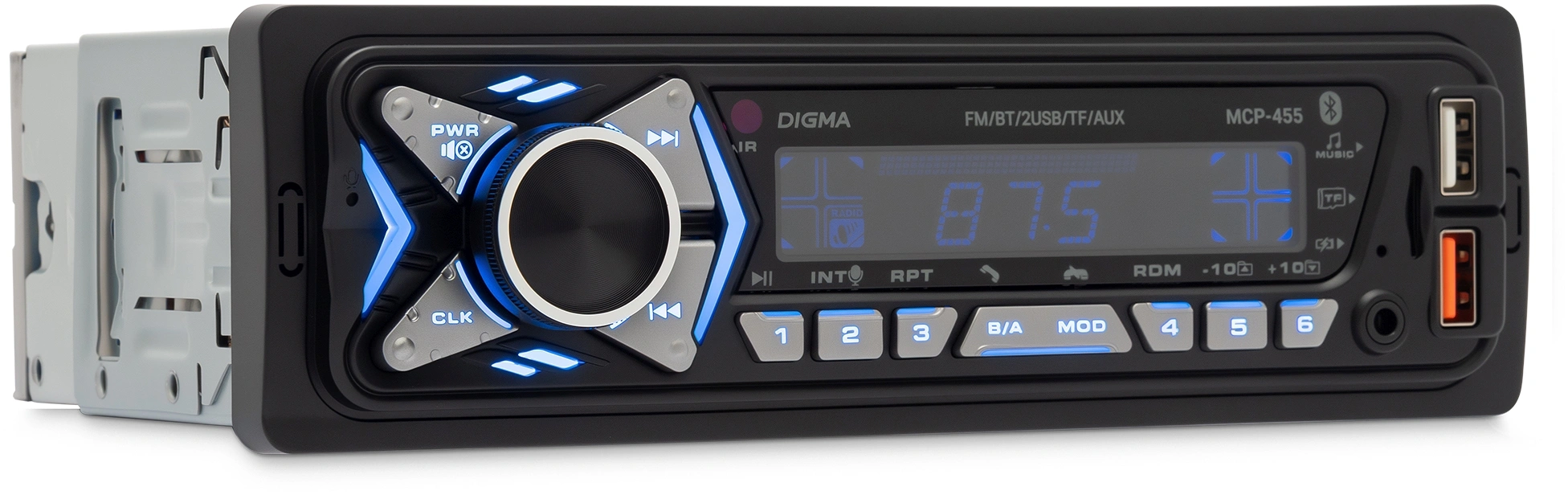 Автомагнитола Digma MCP-455 1DIN 4x50Вт v5.0 USB 2.0 AUX 4 ПДУ — миниатюра 6