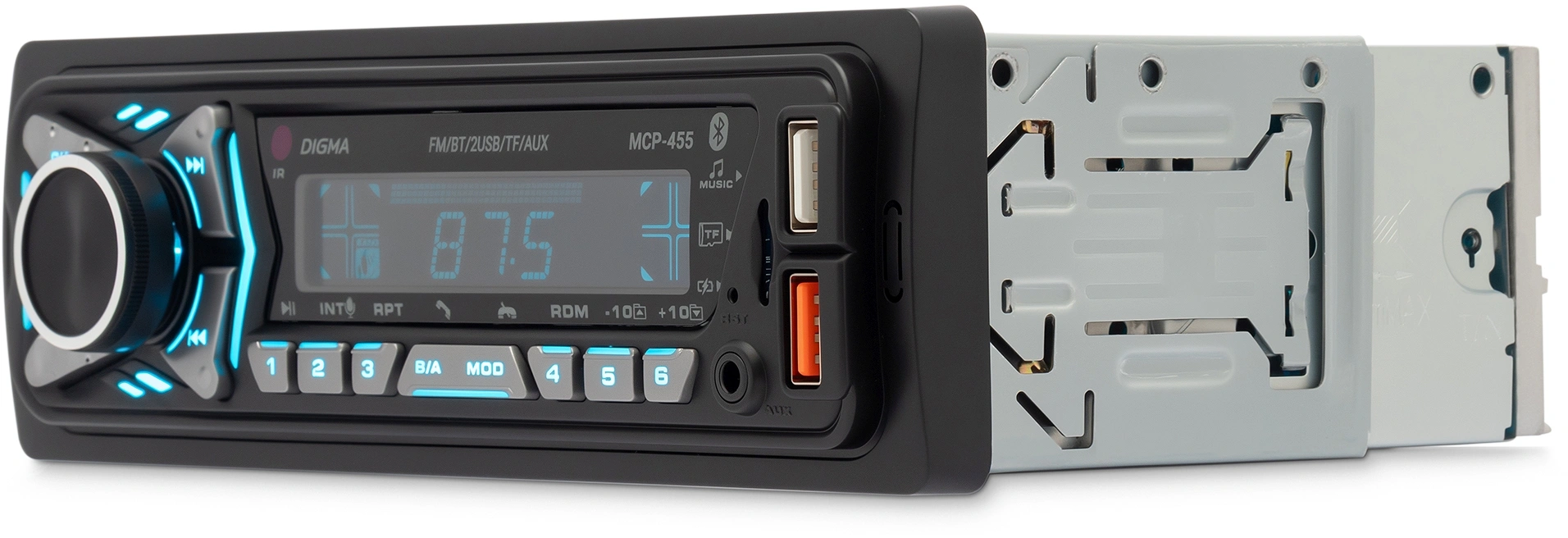 Автомагнитола Digma MCP-455 1DIN 4x50Вт v5.0 USB 2.0 AUX 4 ПДУ — миниатюра 12