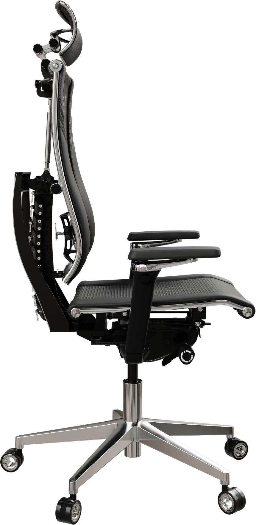 Кресло руководителя эргономичное Метта Yoga 4DT B2-15D - YM93+Infinity+carbon черный сетка/кожа с подголов. крестов. алюминий хром — миниатюра 5