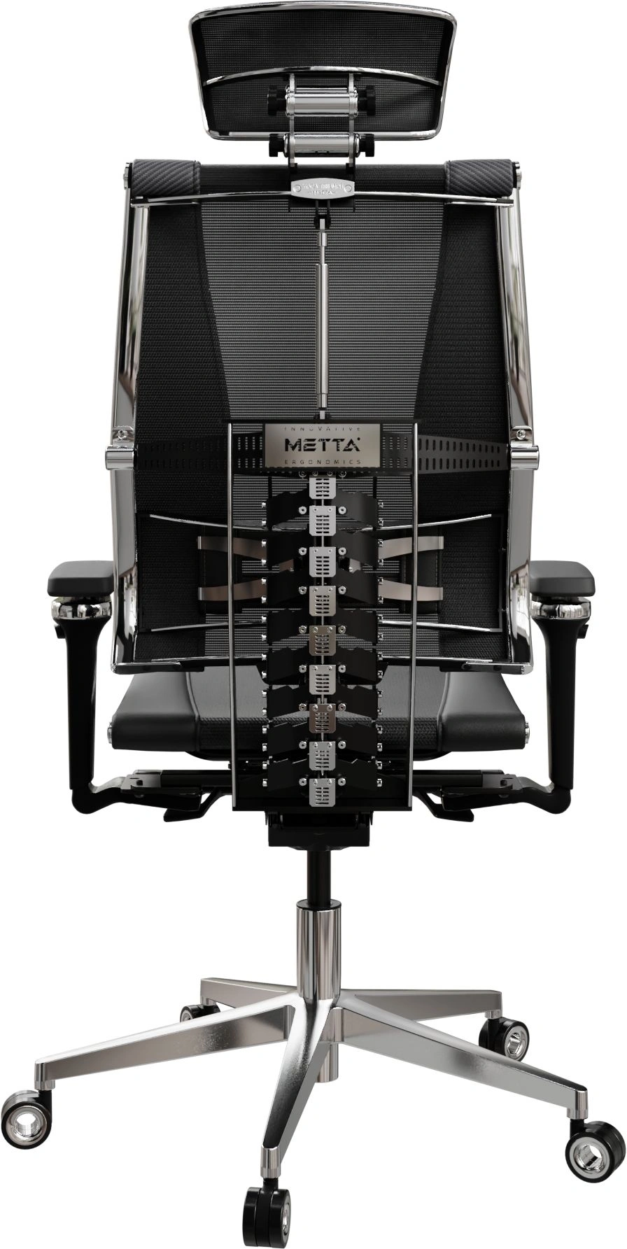 Кресло руководителя эргономичное Метта Yoga 4DT B2-15D - YM93+Infinity+carbon черный сетка/кожа с подголов. крестов. алюминий хром — миниатюра 8