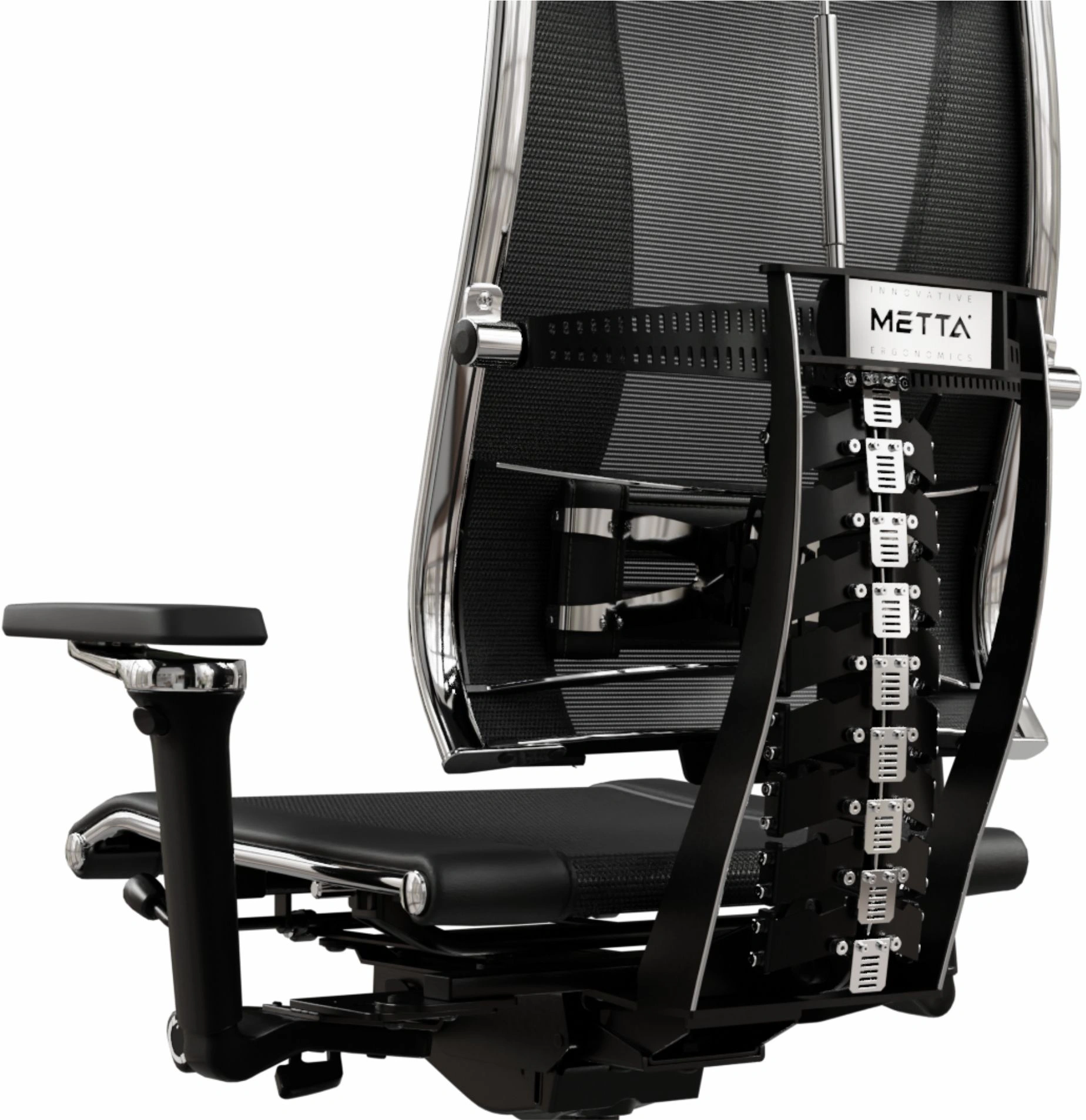 Кресло руководителя эргономичное Метта Yoga 4DT B2-15D - YM93+Infinity+carbon черный сетка/кожа с подголов. крестов. алюминий хром — миниатюра 10