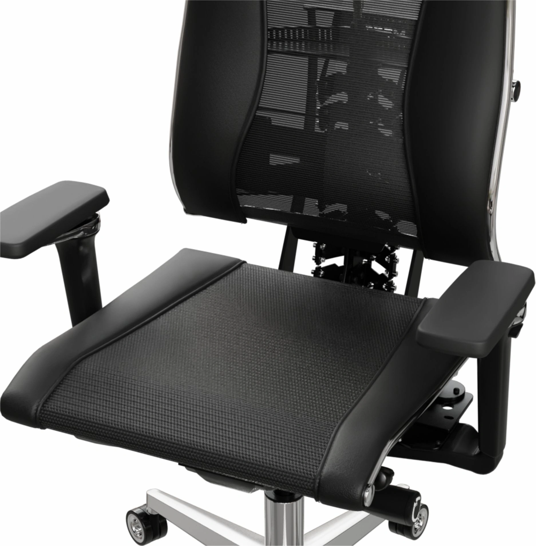 Кресло руководителя эргономичное Метта Yoga 4DT B2-15D - YM93+Infinity+carbon черный сетка/кожа с подголов. крестов. алюминий хром — миниатюра 11