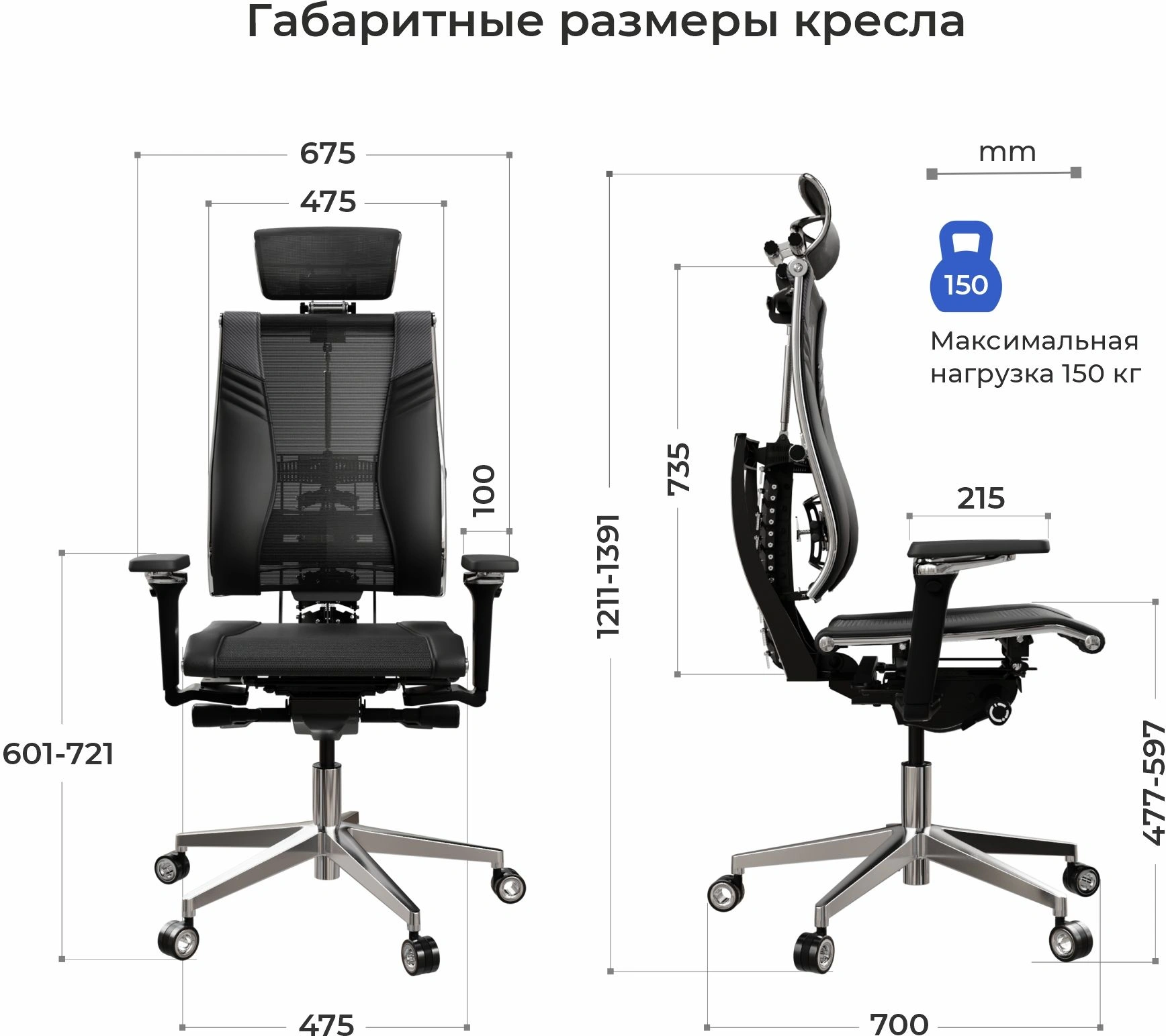 Кресло руководителя эргономичное Метта Yoga 4DT B2-15D - YM93+Infinity+carbon черный сетка/кожа с подголов. крестов. алюминий хром — миниатюра 13