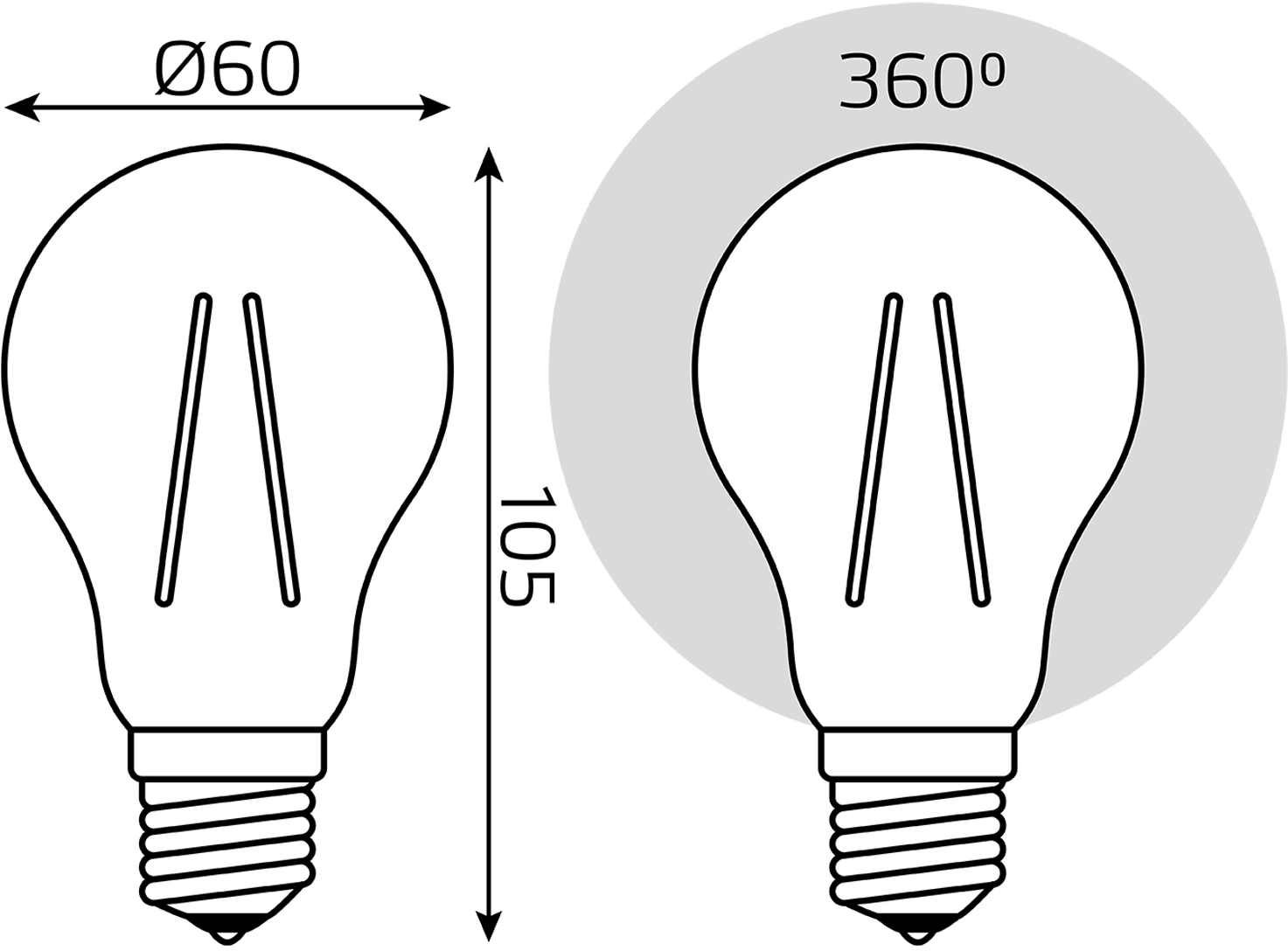 Лампа филам. Gauss Filament 102902120 20Вт цок.:E27 груша 220B св.свеч.бел.теп. (упак.:10шт) — миниатюра 6