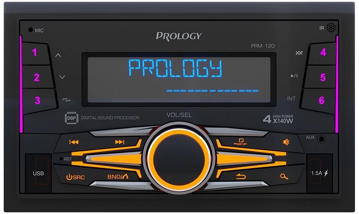 Автомагнитола Prology PRM-120 2DIN 4x140Вт v4.2 AUX DSP 3 ПДУ (PRPRM120) — миниатюра 3