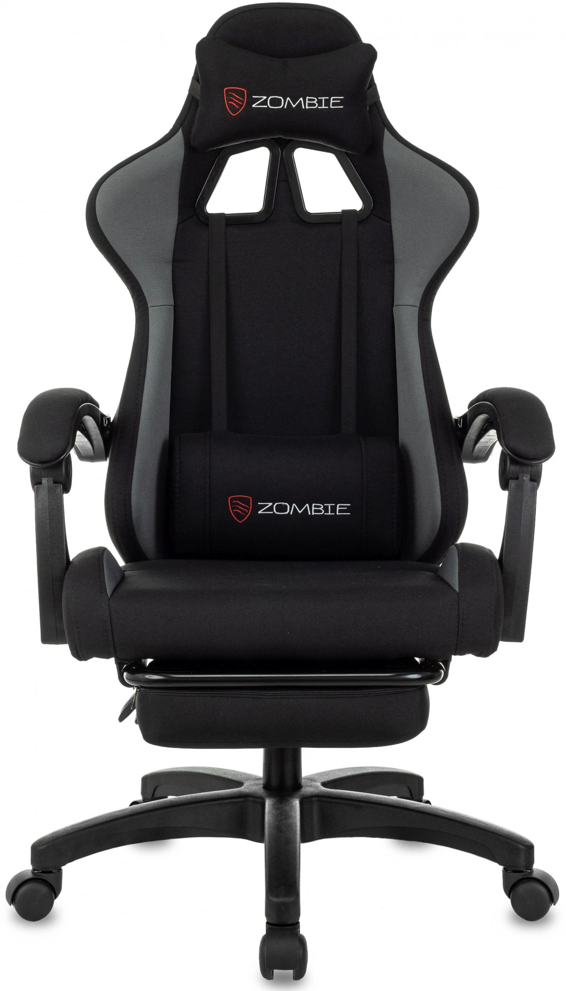 Кресло игровое Zombie Shadow черный/серый с подголов. крестов. пластик подст.для ног пластик черный — миниатюра 2