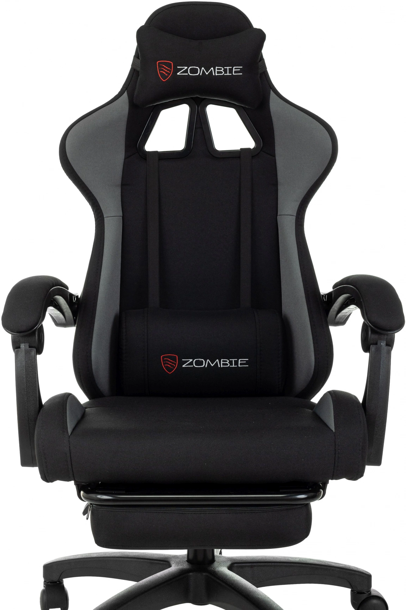 Кресло игровое Zombie Shadow черный/серый с подголов. крестов. пластик подст.для ног пластик черный — миниатюра 11