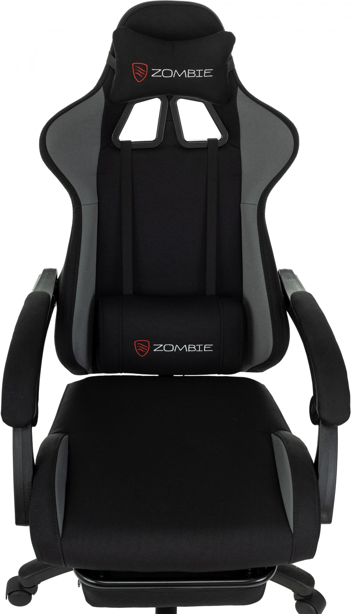 Кресло игровое Zombie Shadow черный/серый с подголов. крестов. пластик подст.для ног пластик черный — миниатюра 12