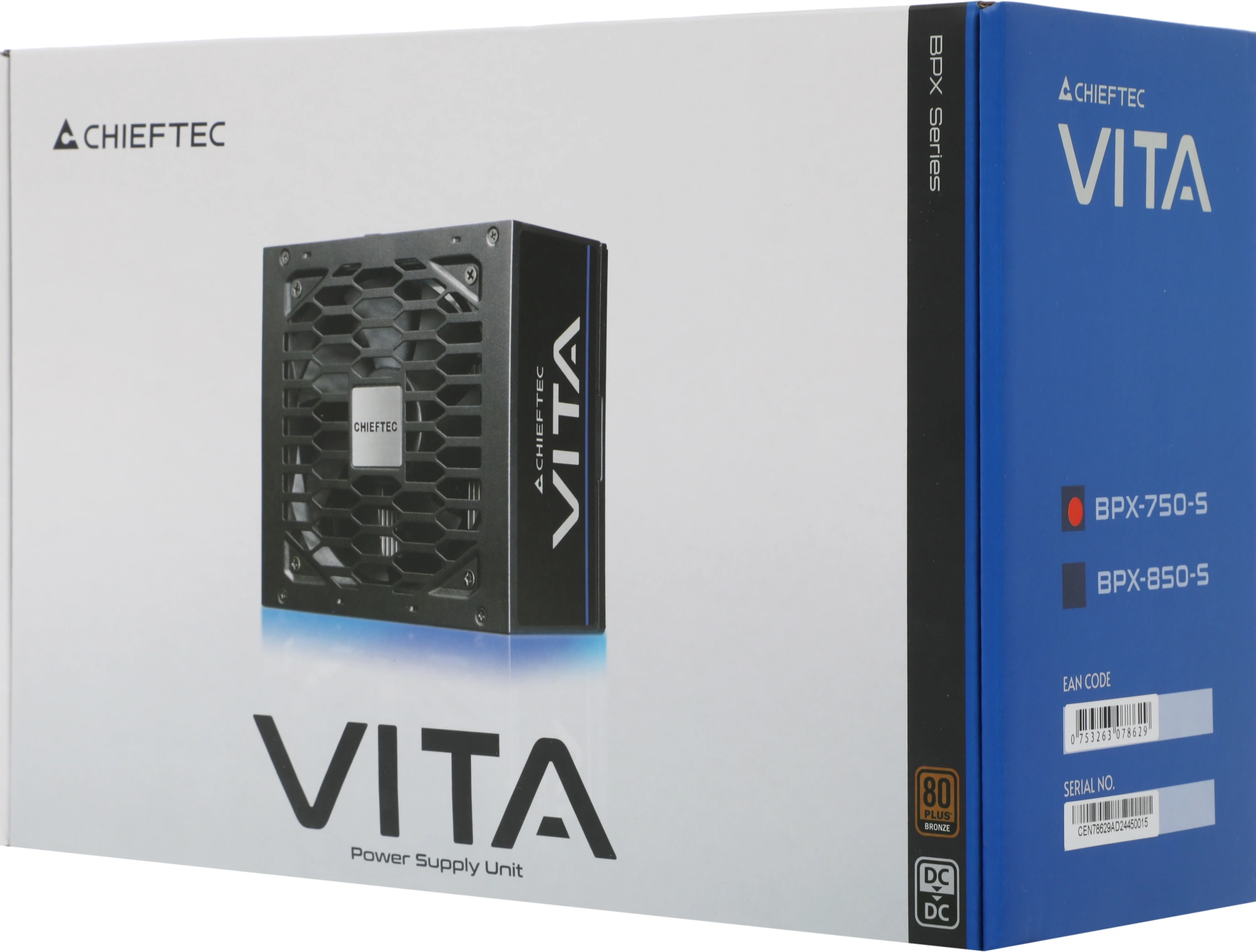 Блок питания Chieftec ATX 750W Vita BPX-750-S Gen.5 half mod 80+ bronze (20+4pin) APFC 120mm fan 6xSATA RTL — миниатюра 9