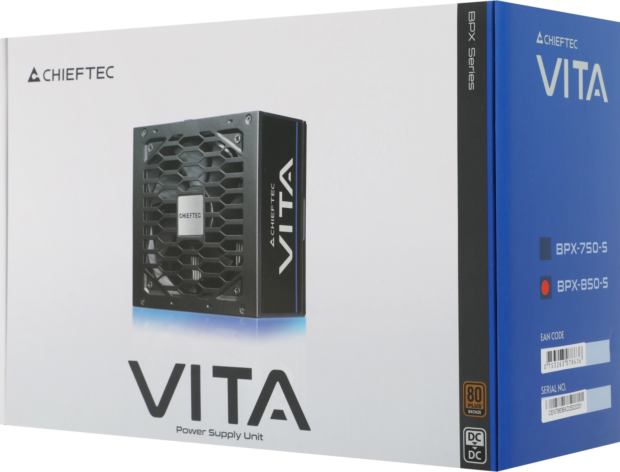 Блок питания Chieftec ATX 850W Vita BPX-850-S 80+ bronze (20+4pin) APFC 120mm fan 6xSATA RTL — миниатюра 7