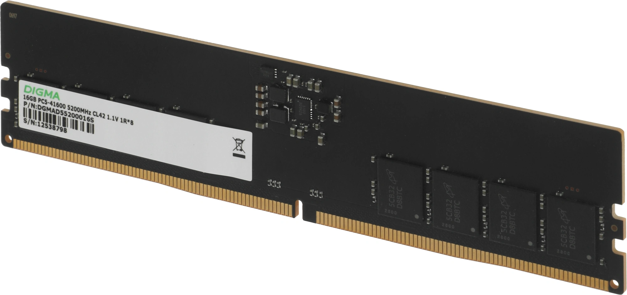Память DDR5 16GB 5200MHz Digma DGMAD55200016S RTL PC5-41600 CL42 DIMM UDIMM 288-pin 1.1В single rank Ret — миниатюра 3