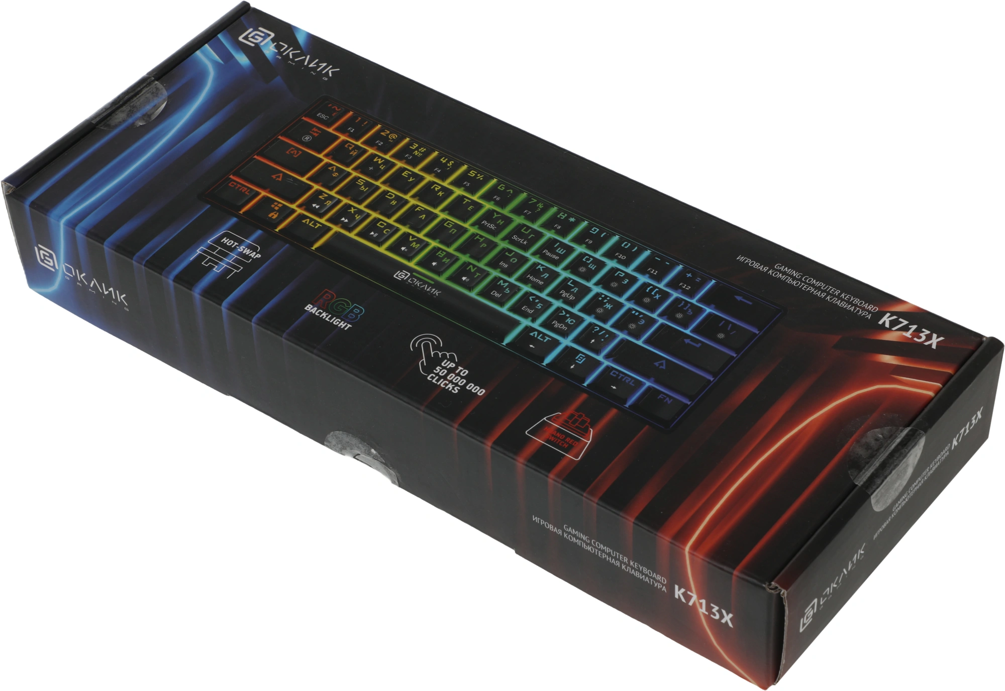Клавиатура Оклик K713X механическая черный USB Multimedia for gamer LED кабель 1.6м — миниатюра 12