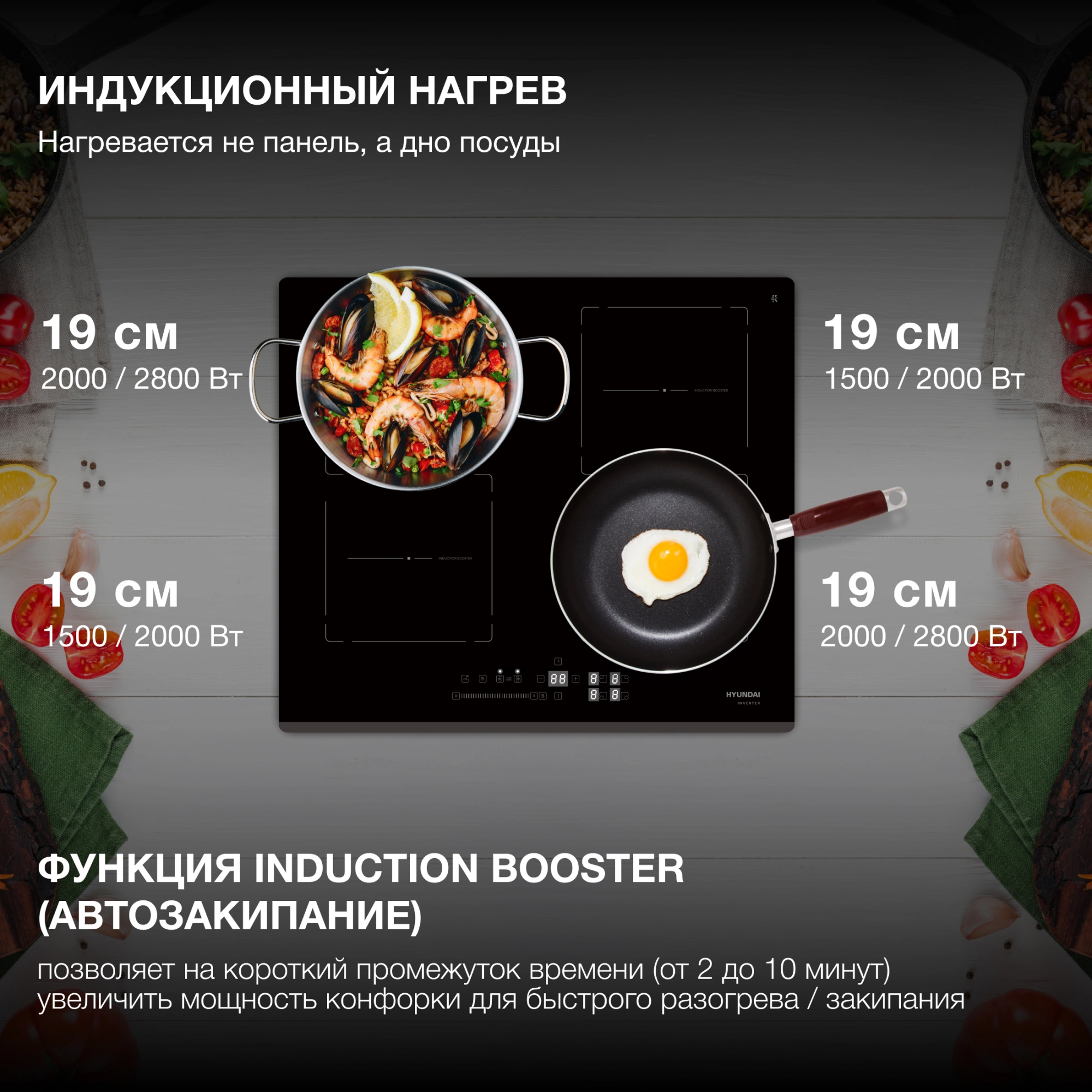 Индукционная варочная поверхность Hyundai HHI 6781 BG черный — миниатюра 3