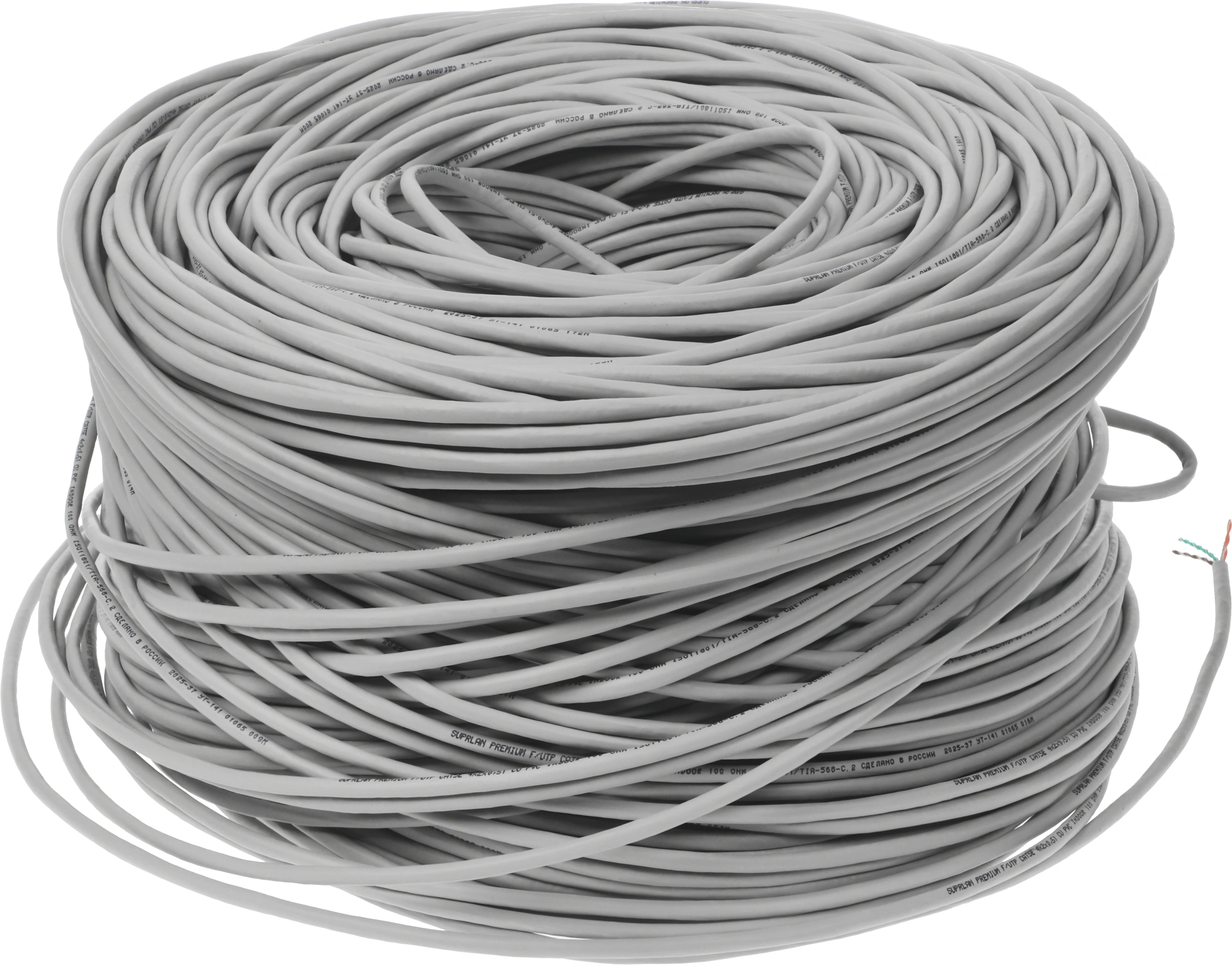 Кабель сетевой информационный Suprlan Premium 01-1012-2 кат.5E FTP 4 пары 24AWG PVC внутренний 305м серый — миниатюра 2