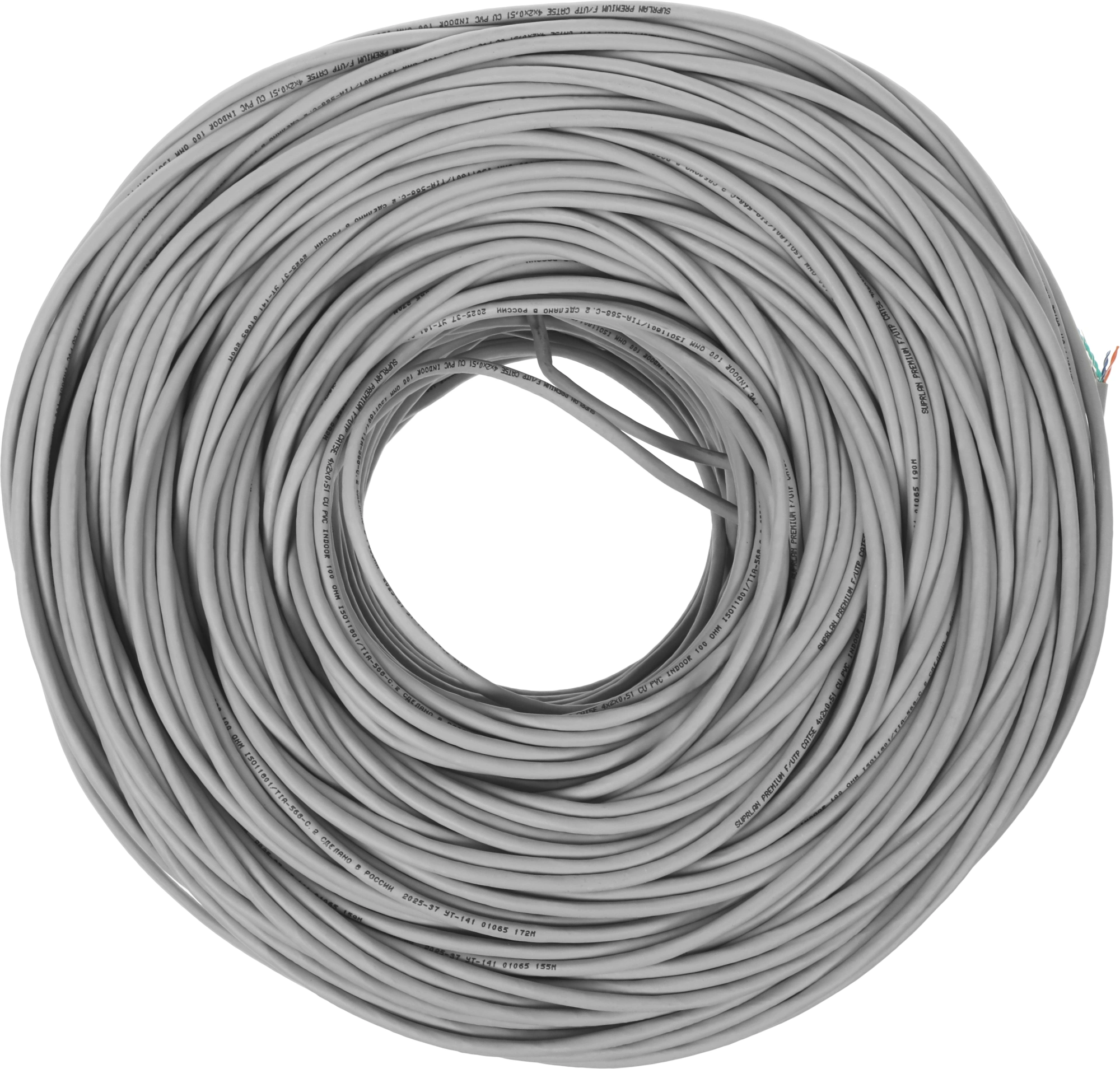 Кабель сетевой информационный Suprlan Premium 01-1012-2 кат.5E FTP 4 пары 24AWG PVC внутренний 305м серый — фото 1