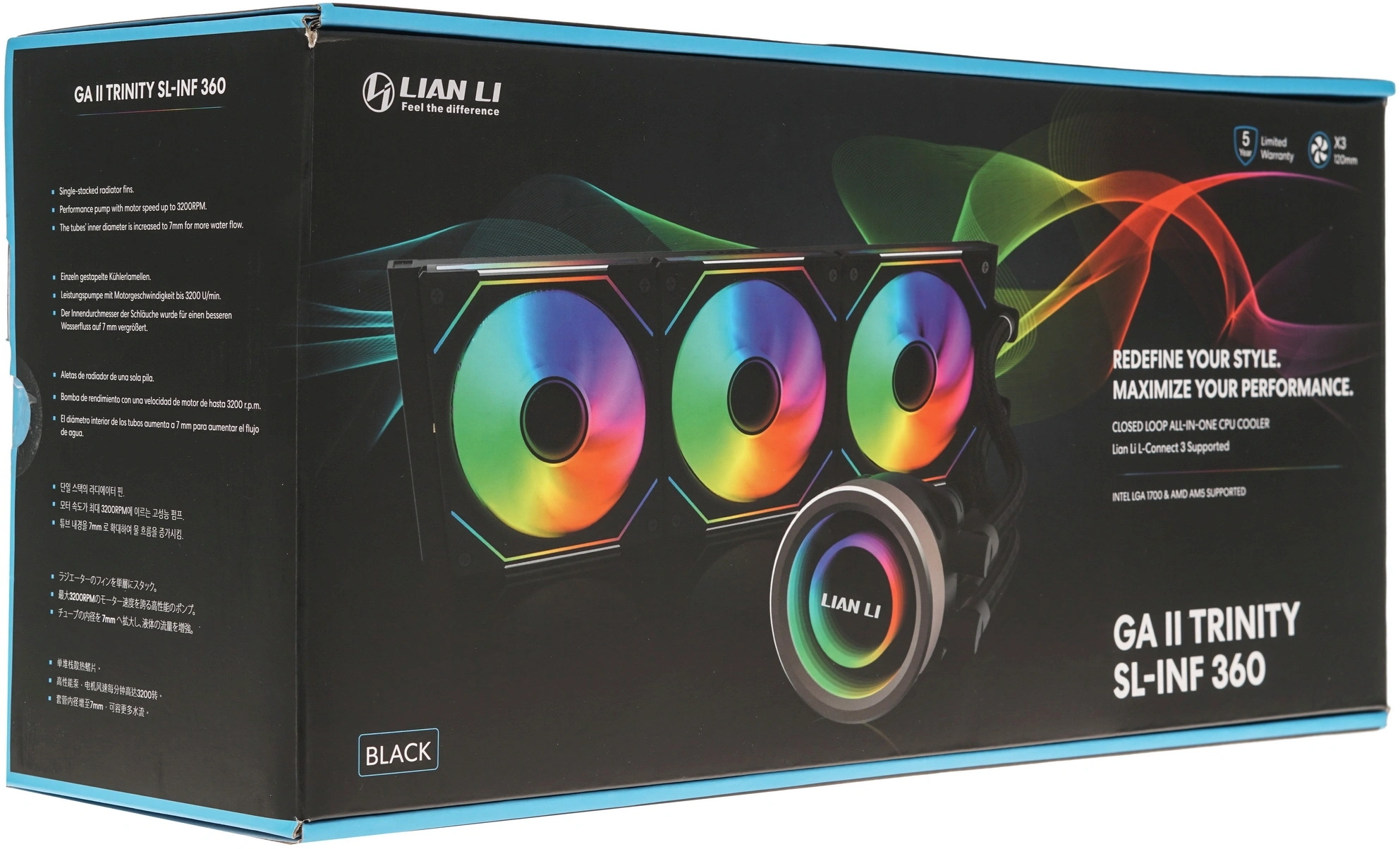 Система водяного охлаждения Lian-Li Galahad II LCD 360 SL-INF ARGB Soc-AM5/AM4/1200/1700/1851 черный 4-pin 29dB Al+Cu LCD Ret (G89.GA2ALCD36INB.00) — миниатюра 8