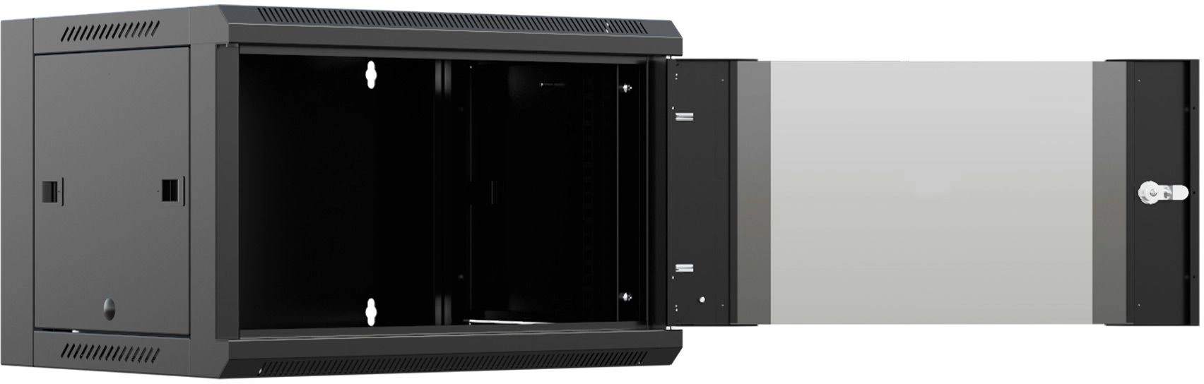 Шкаф коммутационный NTSS (NTSS-W9U6045GS-2BL) настенный 9U 570x450мм пер.дв.стекл 60кг черный 20.1кг 220град. IP20 — миниатюра 3