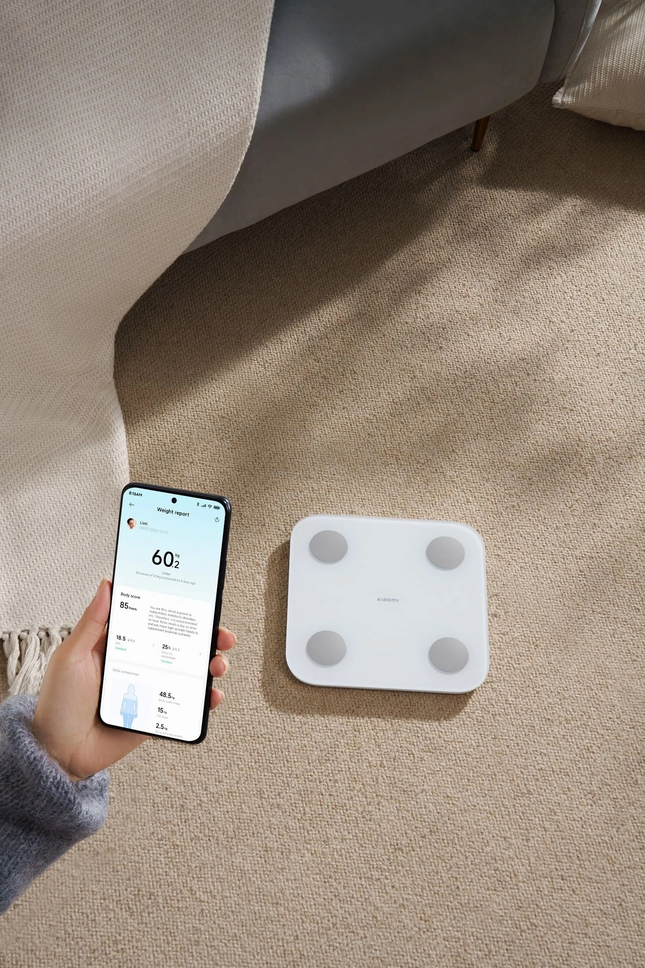 Весы напольные электронные Xiaomi Body Composition Scale S400 макс.150кг белый — миниатюра 10