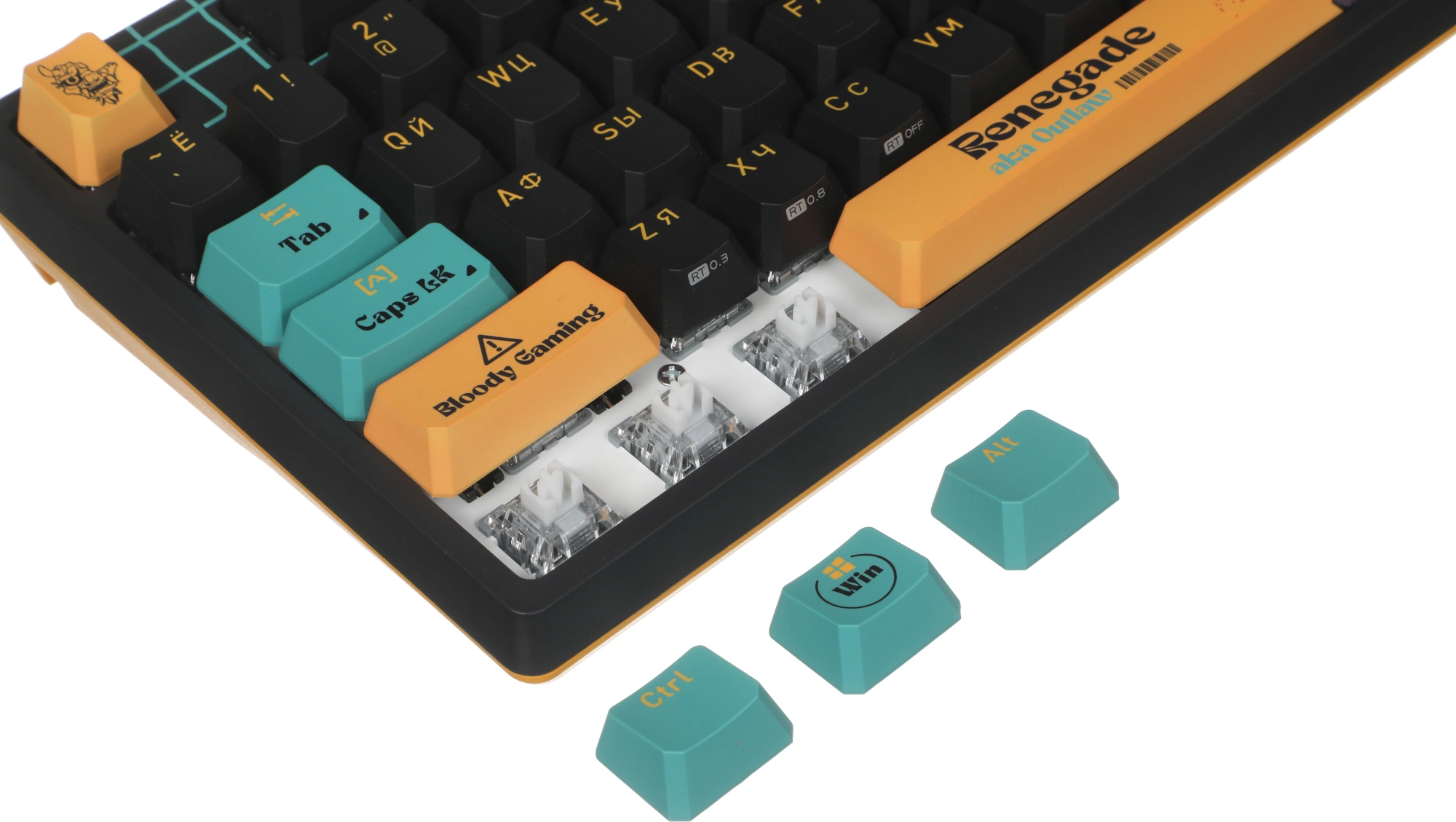Клавиатура A4Tech AT87 Renegade черный/зеленый USB for gamer LED (AT87) кабель 1.8м — миниатюра 24
