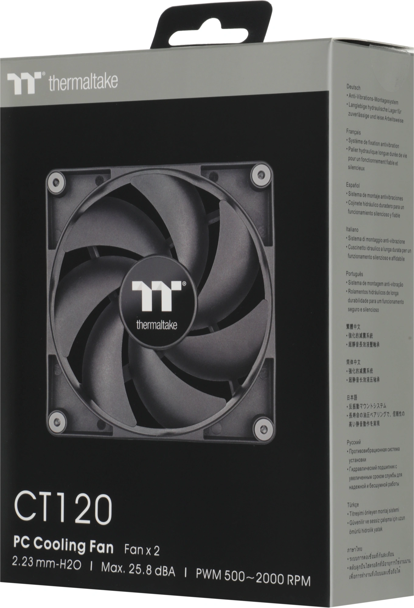 Вентилятор для корпуса Thermaltake CT120 120х120x25 черный 4-pin 25.8дБ (упак.:2шт) (CL-F147-PL12BL-A) Ret — миниатюра 3