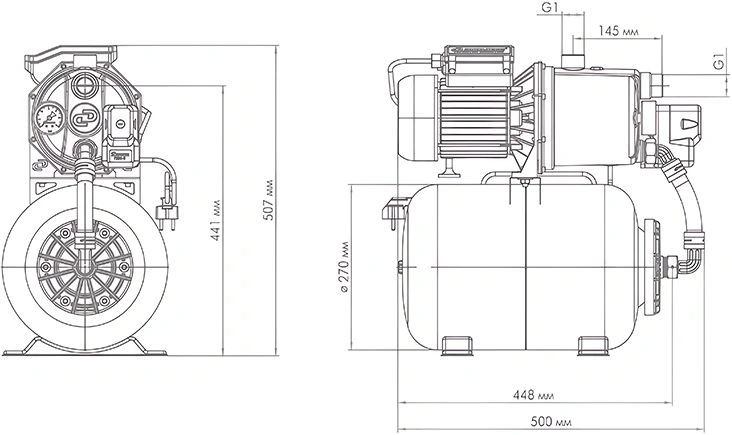 Насосная станция Джилекс Джамбо 70/50 Н-24 (2.0) 1100Вт 4200л/час центробежный (3712) — миниатюра 6