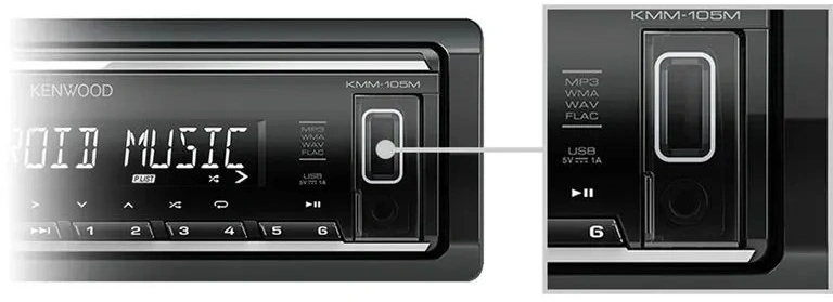 Автомагнитола Kenwood KMM-105M 1DIN 4x50Вт USB 2.0 AUX 3 RDS — миниатюра 8