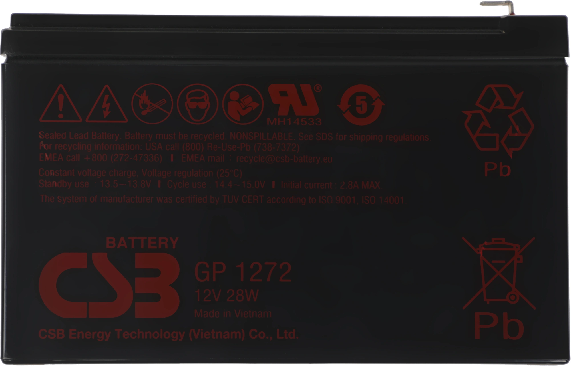 Батарея для ИБП CSB GP1272 (12V28W) 12В — миниатюра 5