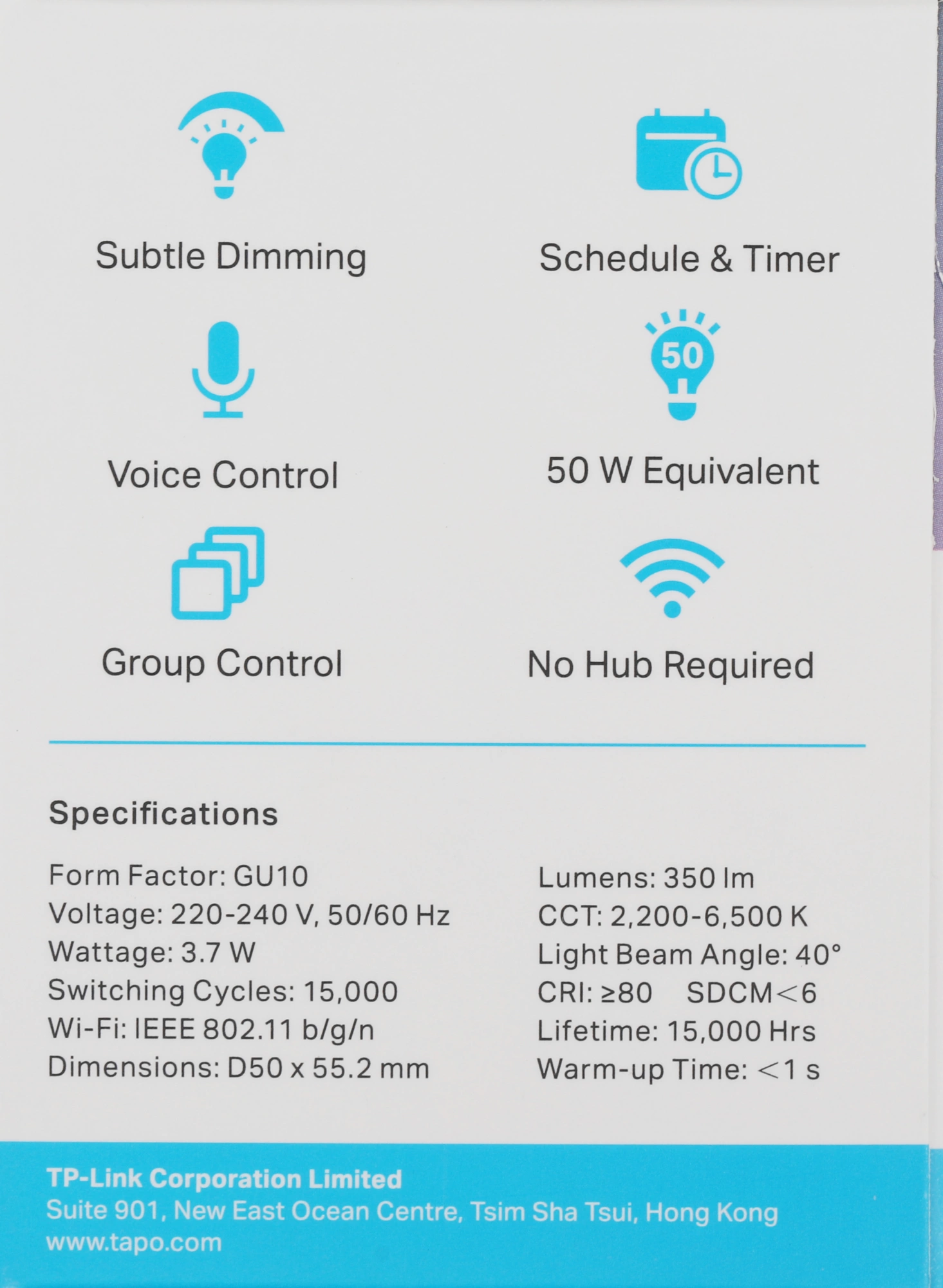 Умная лампа TP-Link Tapo L630 GU10 3.7Вт 350lm Wi-Fi (упак.:1шт) — миниатюра 16