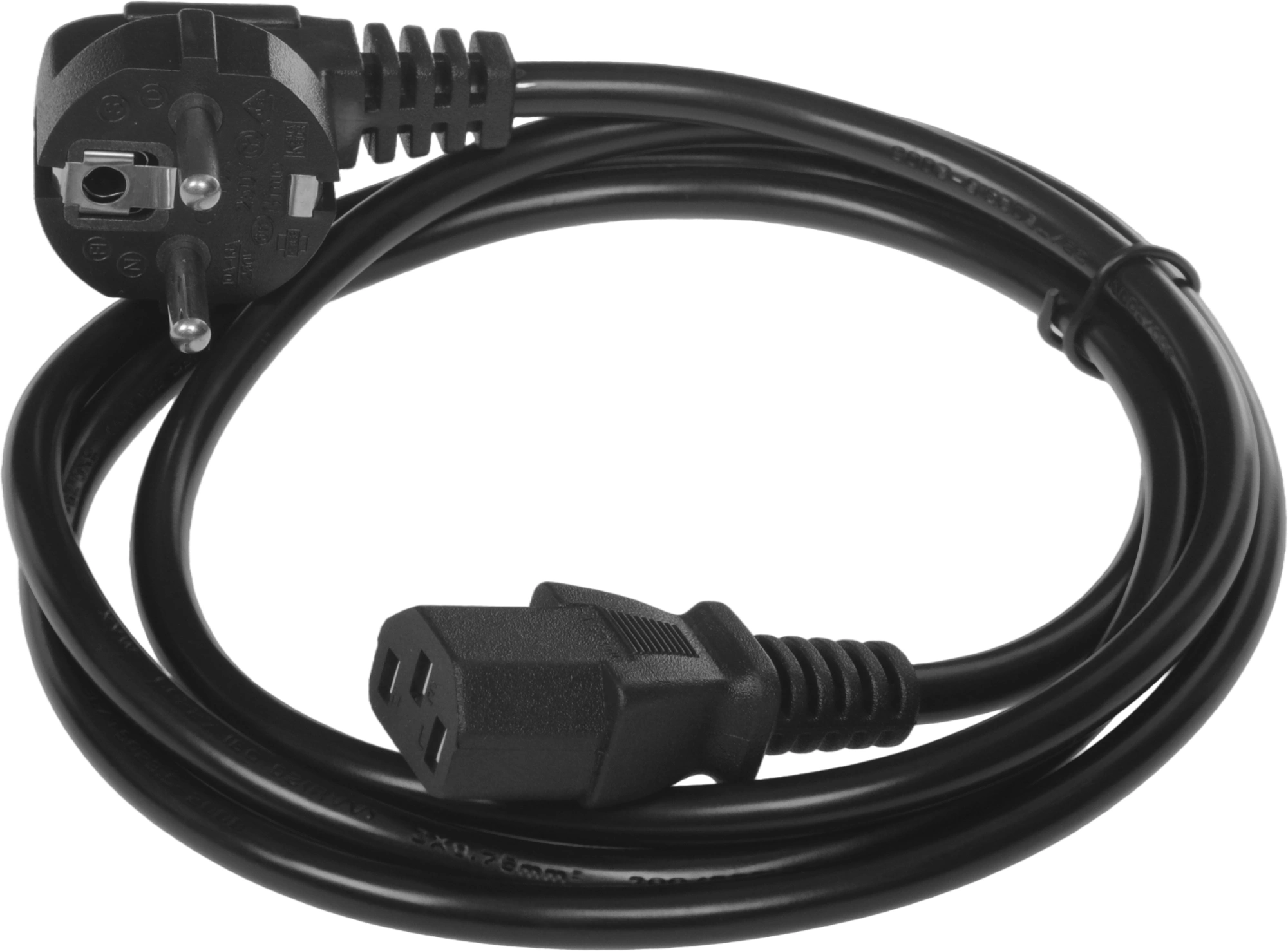 Кабель KingPrice KP-PC-Euro-C13-1.5m Евровилка угловой IEC C13 1.5м черный — миниатюра 2