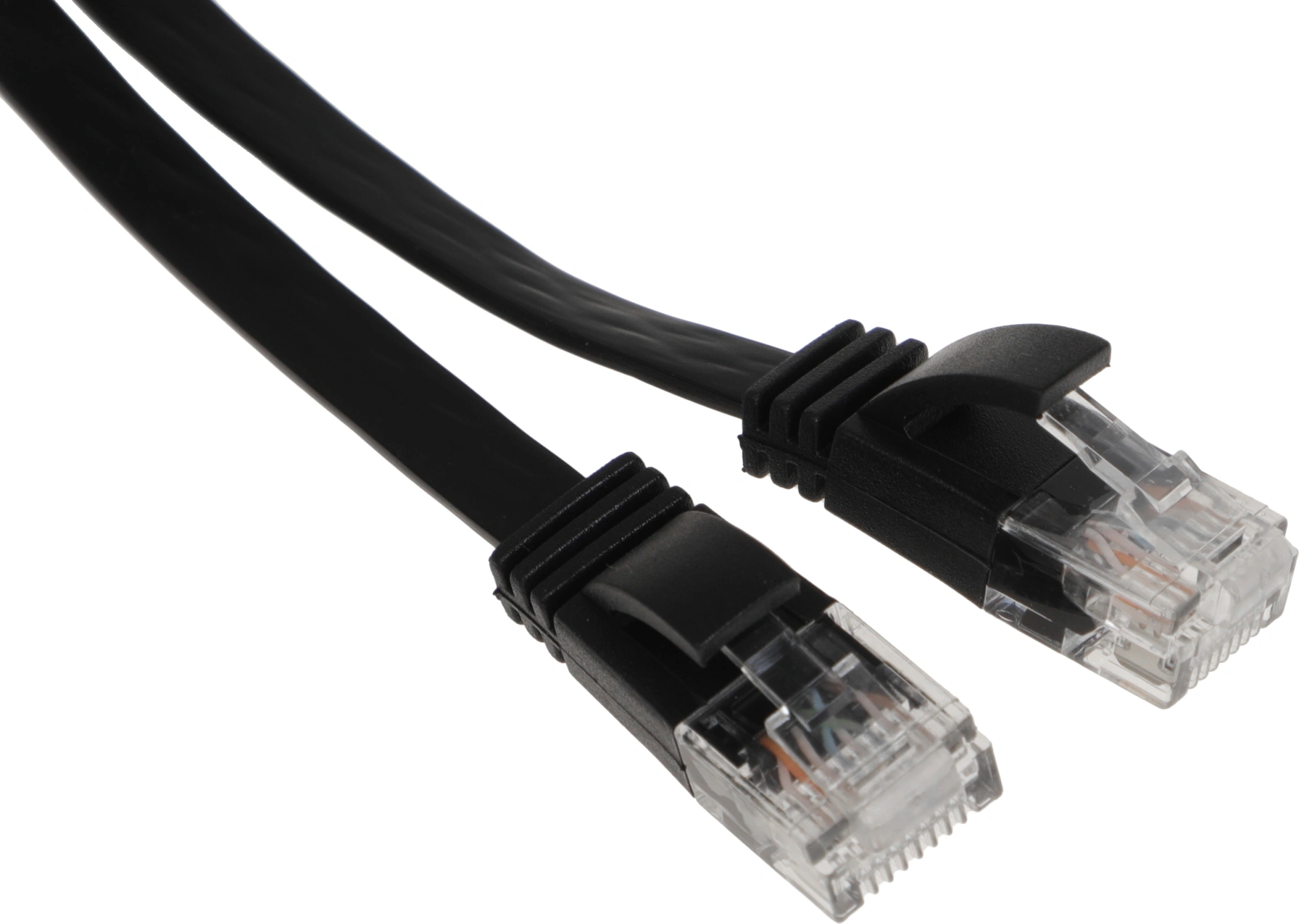 Патч-корд Buro Flat 10Гбит/с UTP 4 пары cat.6 Cu molded 0.5м черный RJ-45 (m)-RJ-45 (m) (BU-C6-FLAT-0.5M-B) — миниатюра 2