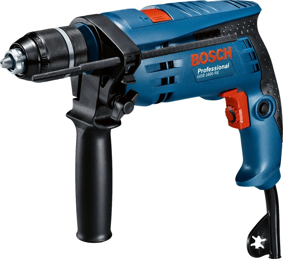 Дрель ударная Bosch GSB 1600 RE 701Вт патрон:быстрозажимной реверс (0601228200) — фото 1