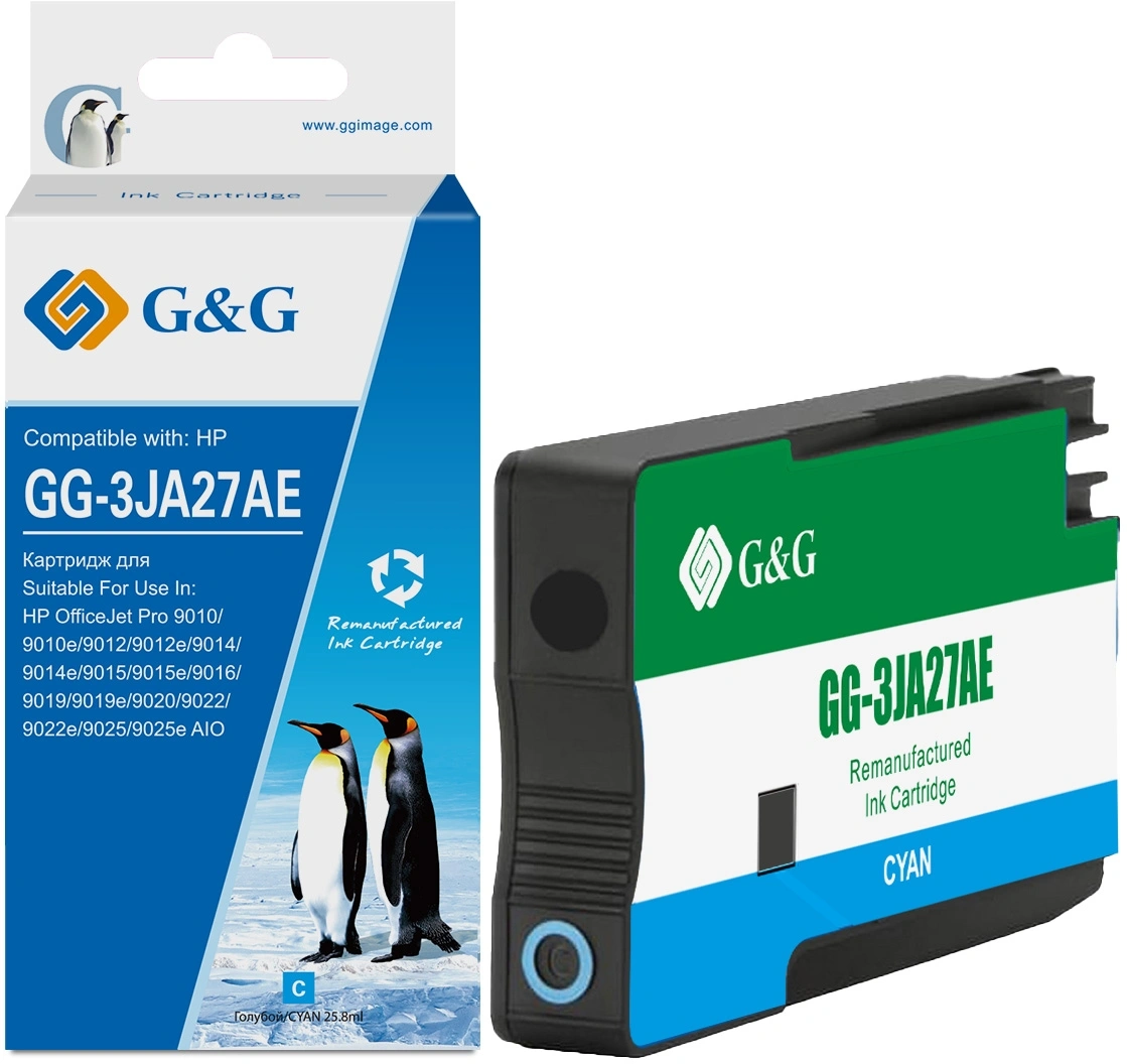 Картридж струйный G&G GG-3JA27AE 963XL голубой (25.8мл) для HP OfficeJet Pro 9010/9010e/9012/9012e/9014/9014e/9015/9015e/9016/9019/9019e/9020/9022/9022e/9025/9025e AIO с чипом — миниатюра 3