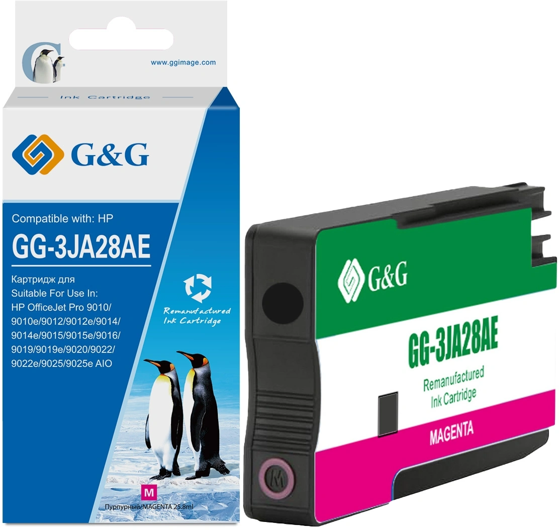 Картридж струйный G&G GG-3JA28AE 963XL пурпурный (25.8мл) для HP OfficeJet Pro 9010/9010e/9012/9012e/9014/9014e/9015/9015e/9016/9019/9019e/9020/9022/9022e/9025/9025e AIO с чипом — миниатюра 3