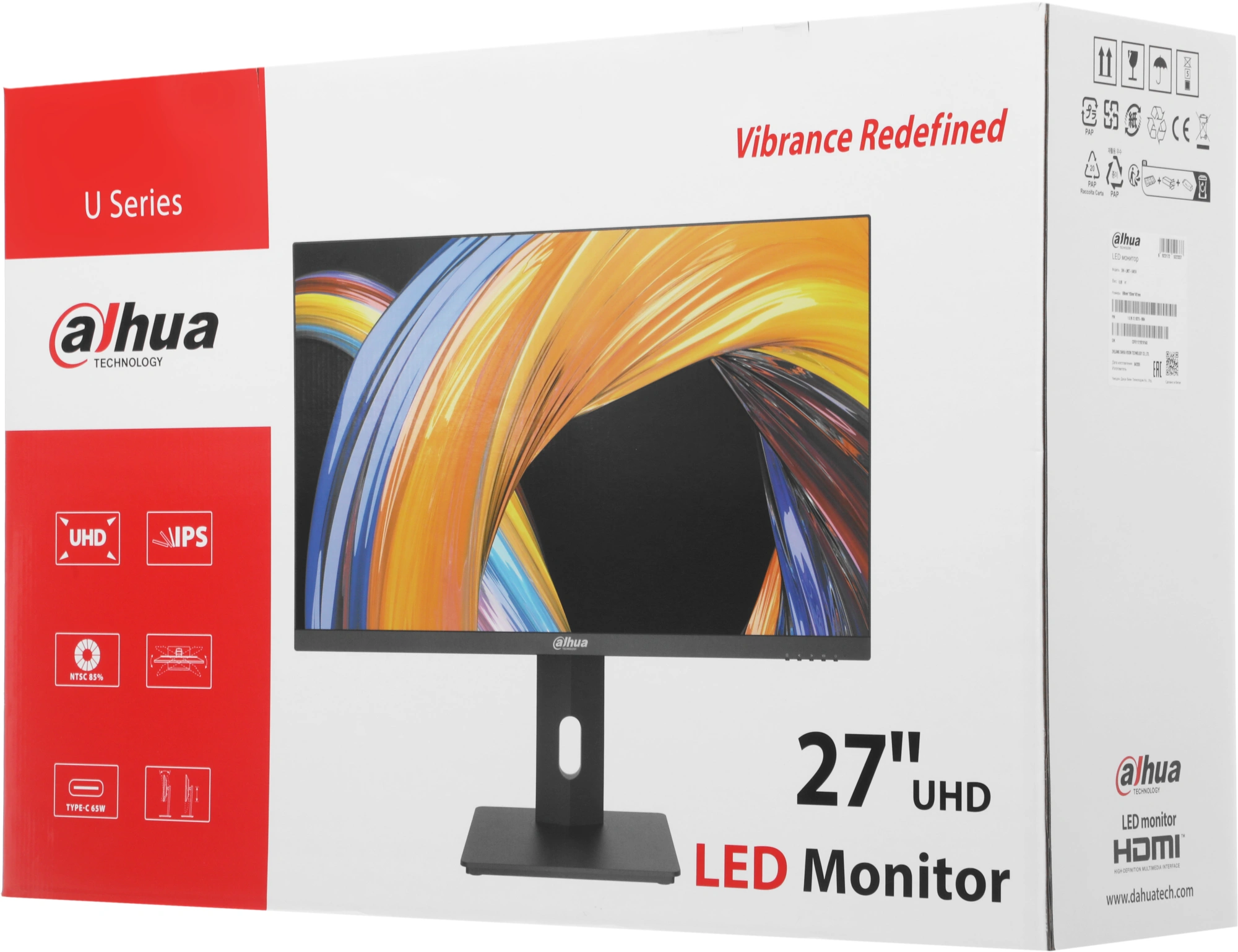 Монитор Dahua 27" LM27-U401A черный IPS LED 5ms 16:9 HDMI матовая HAS Piv 1000:1 300cd 178гр/178гр 3840x2160 60Hz DP Quad 4K (2160p) USB 5.4кг — миниатюра 17